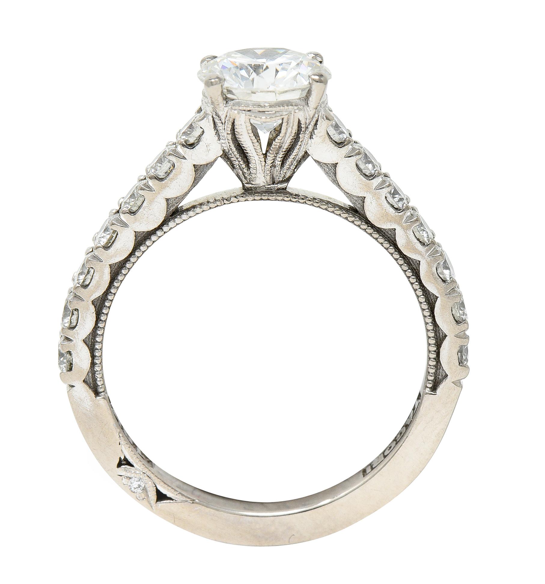 Tacori 1.71 Carats Diamond 18 Karat White Gold Engagement Ring GIA For Sale 3