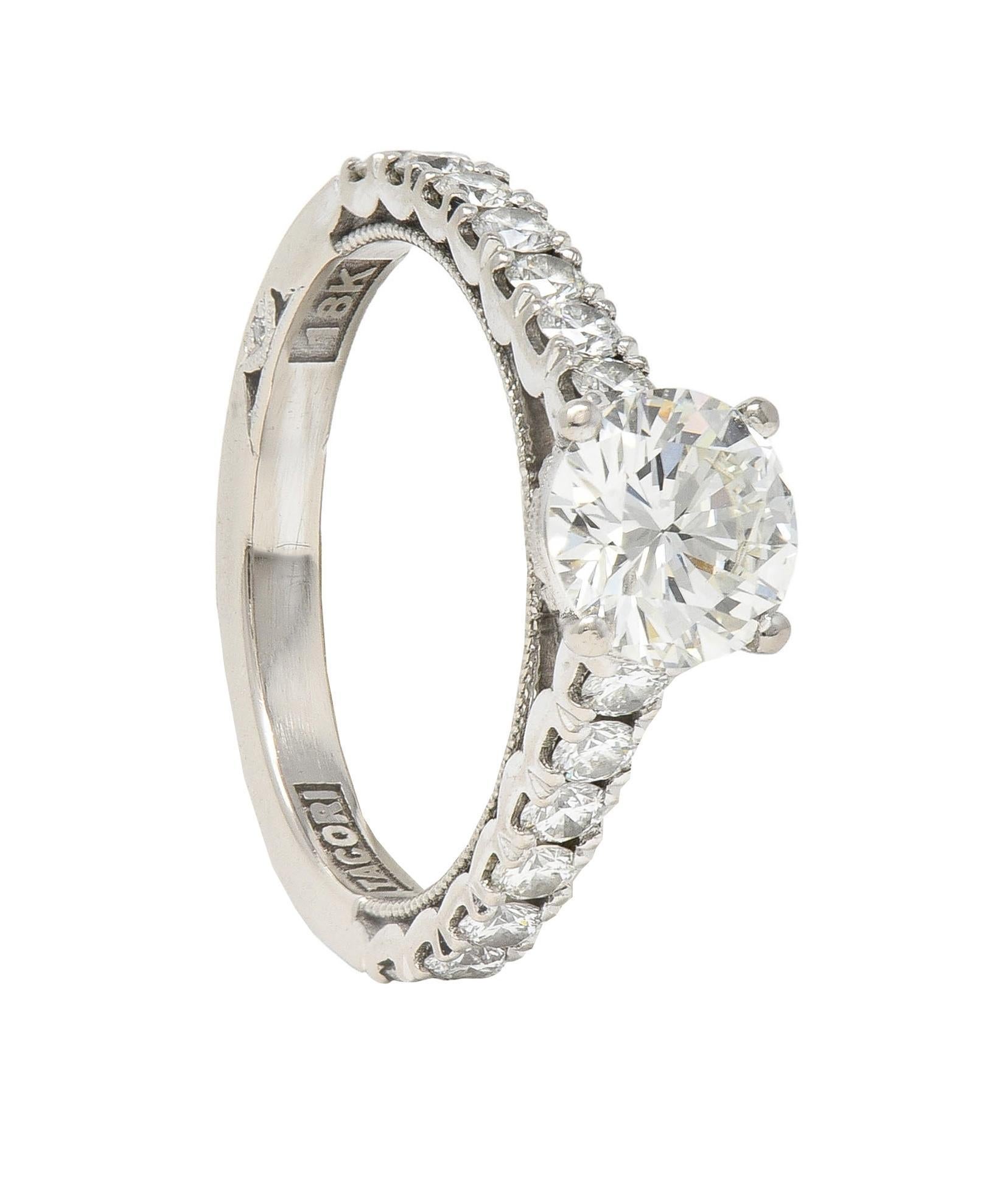 Tacori 1.71 CTW Round Brilliant Diamond 18 Karat White Gold Engagement Ring GIA For Sale 7