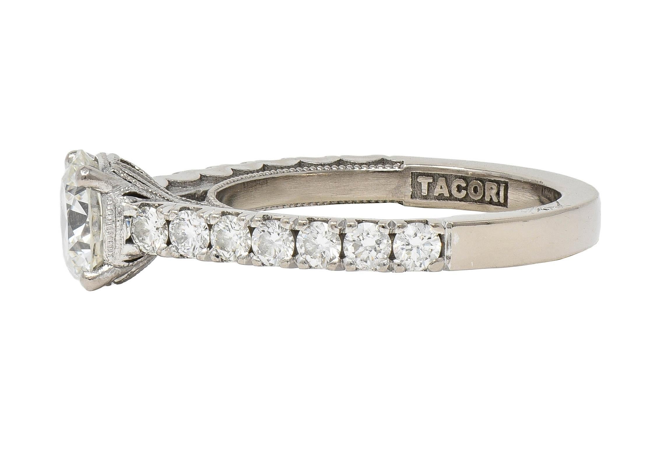 Tacori 1.71 CTW Round Brilliant Diamond 18 Karat White Gold Engagement Ring GIA For Sale 2