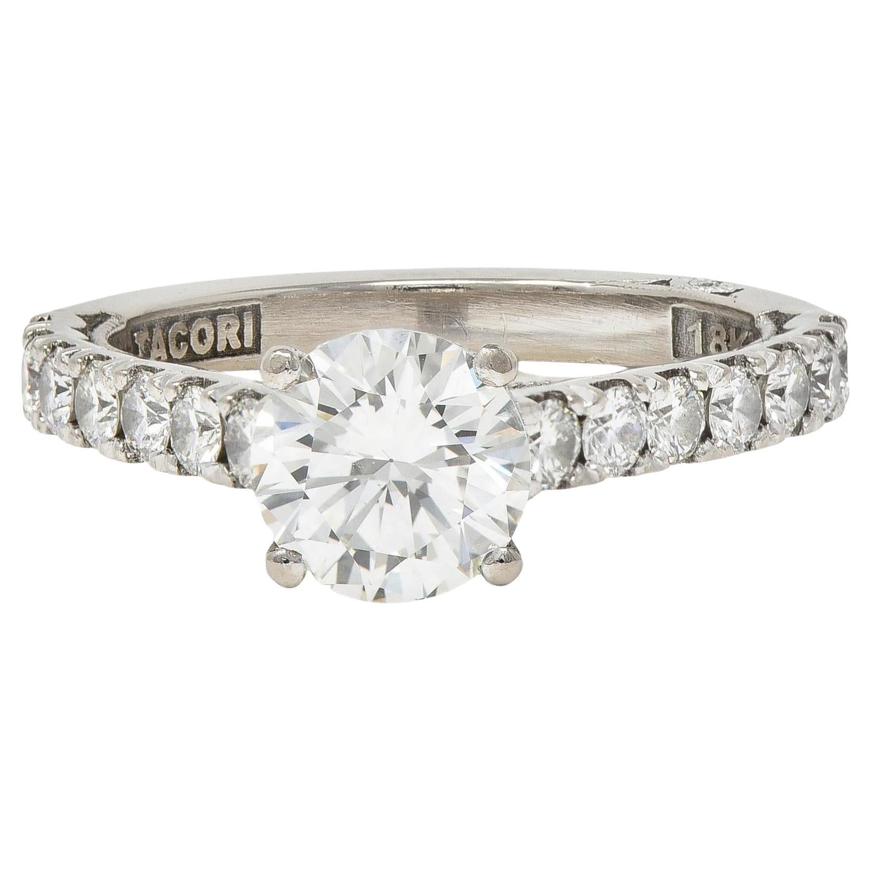 Tacori 1.71 CTW Round Brilliant Diamond 18 Karat White Gold Engagement Ring GIA