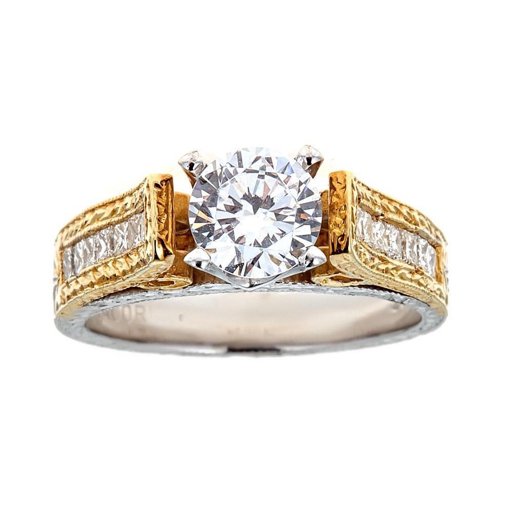 Tacori 18 Karat Two-Tone Gold and Round Cut Diamond Engagement Ring Vintage Style
Diamond Weight: 1/2 Carat GH SI (can be customized and negotiable according to your budget)


Make a statement with this mesmerizing diamond ring, created by Tacori