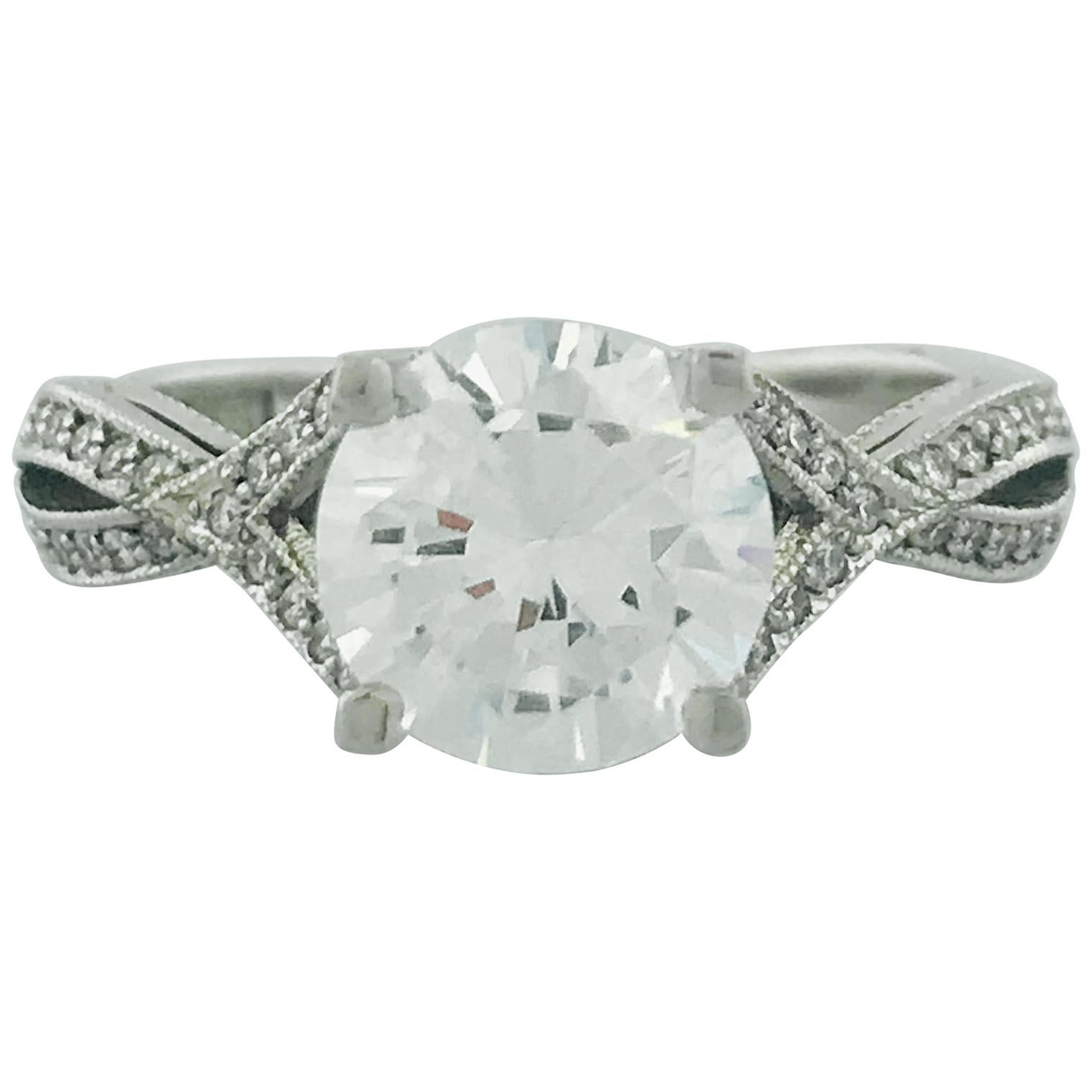 2.00 Tacori Engagement Ring in 18K White Gold w Round Brilliant Cut Diamond