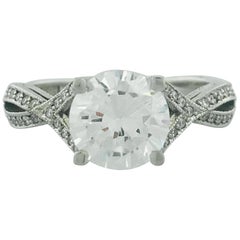 Tacori Bague de fiançailles 2,00 Tacori en or blanc 18 carats avec diamants ronds taille brillant