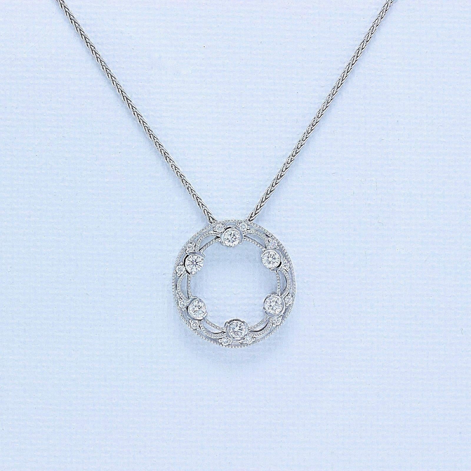 Tacori 18 Karat White Gold Reverse Crescent Silhouette Diamond Necklace Pendant 2