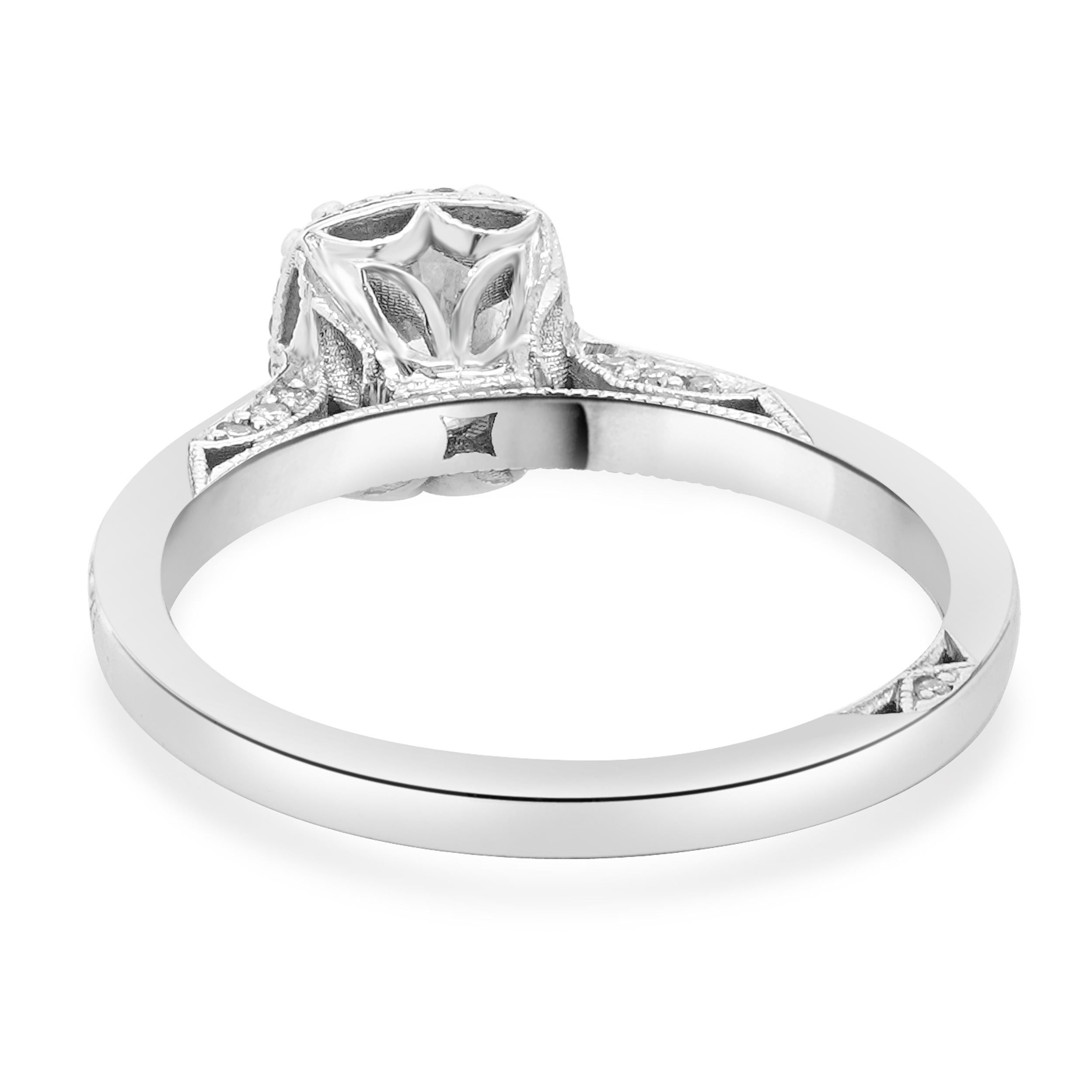Round Cut Tacori 18 Karat White Gold Round Brilliant Cut Diamond Engagement Ring For Sale