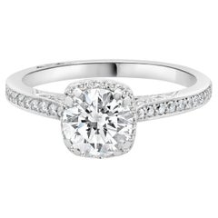 Tacori 18 Karat White Gold Round Brilliant Cut Diamond Engagement Ring