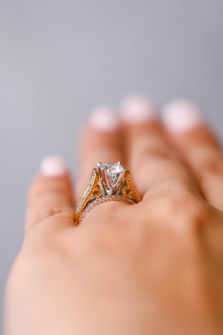 Floating diamond Engagement ring in 18k twotone gold By Tacori For