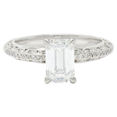 Tacori Verlobungsring, 1,81 Karat Diamant im Smaragdschliff Platin, Halbmond, GIA