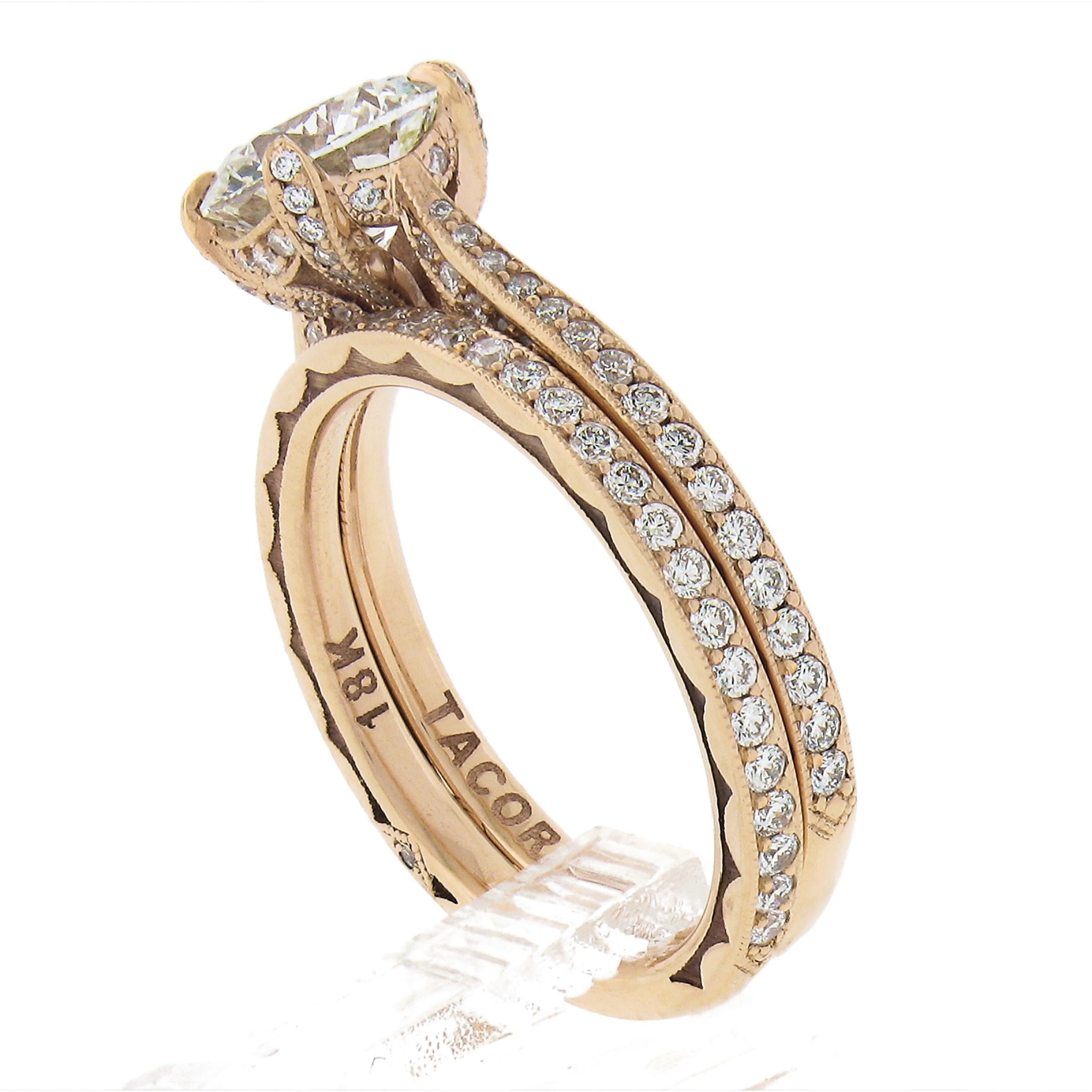 Tacori 18k Gold 2.51ctw GIA Diamond Matching Engagement Ring & Wedding Band Set 5