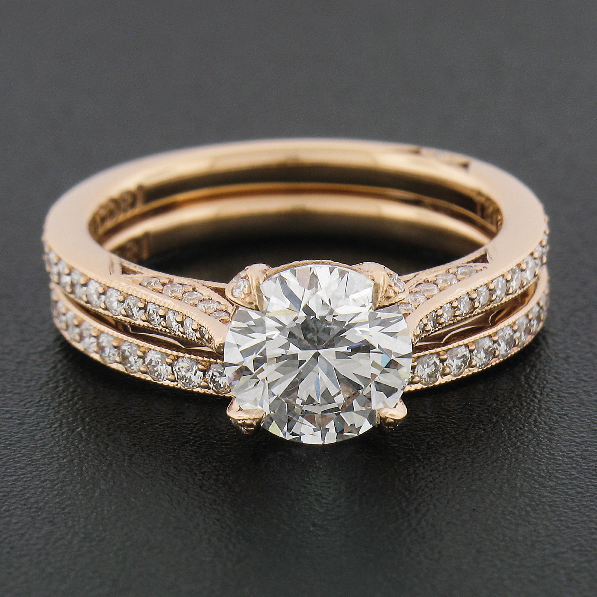 Tacori 18k Gold 2.51ctw GIA Diamond Matching Engagement Ring & Wedding Band Set In Excellent Condition In Montclair, NJ
