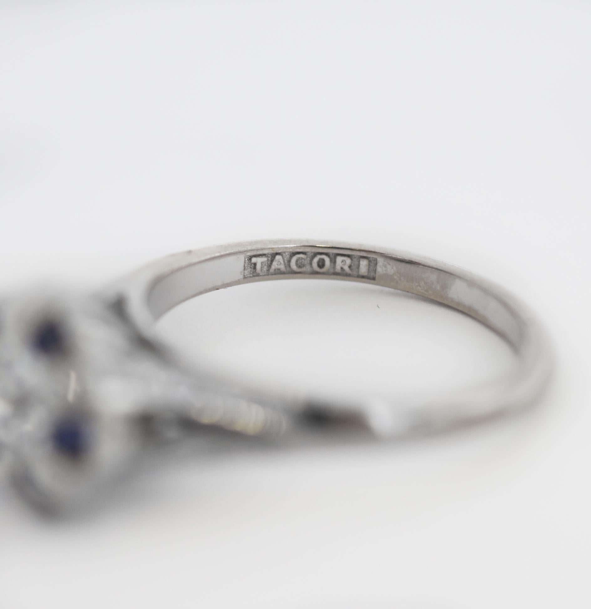 Tacori 18K Gold Simply Tacori Sapphire Diamond Halo Engagement Ring For Sale 1