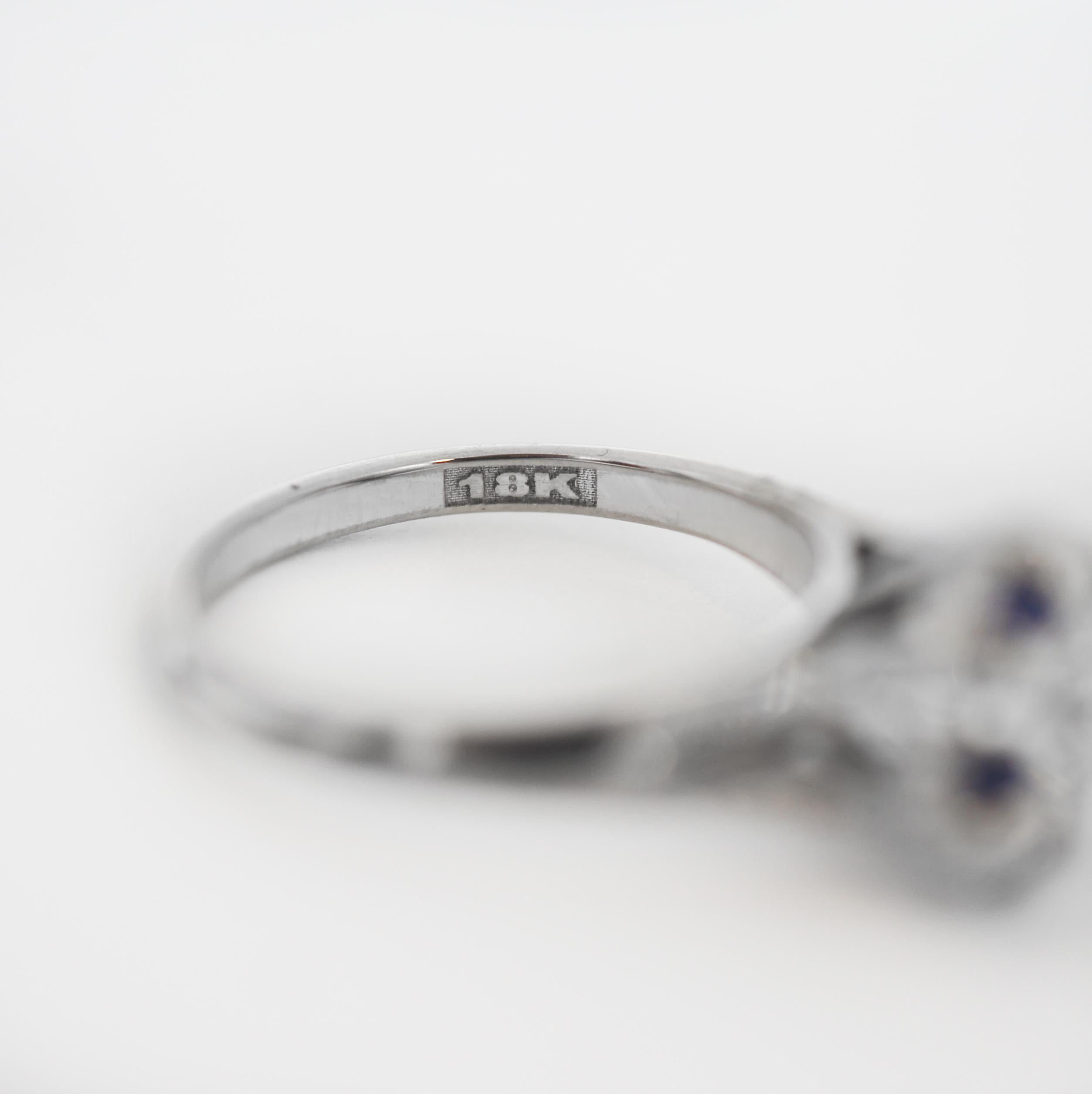 Tacori 18K Gold Simply Tacori Sapphire Diamond Halo Engagement Ring For Sale 2