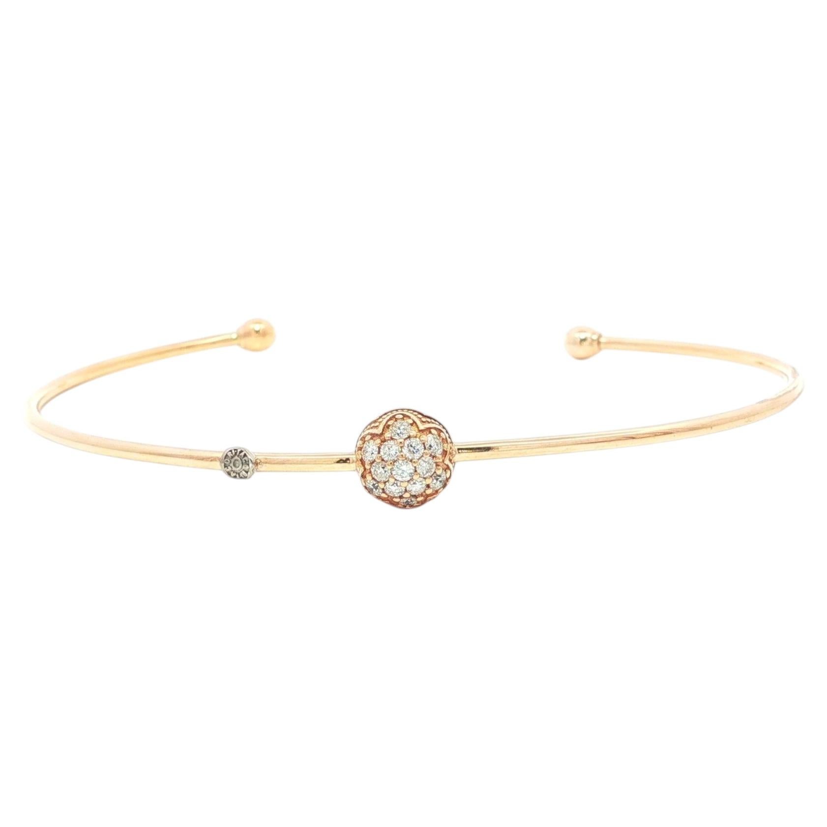 Tacori 18k Rose Gold Pave Diamond Cluster Domed Open Cuff Bangle Bracelet For Sale