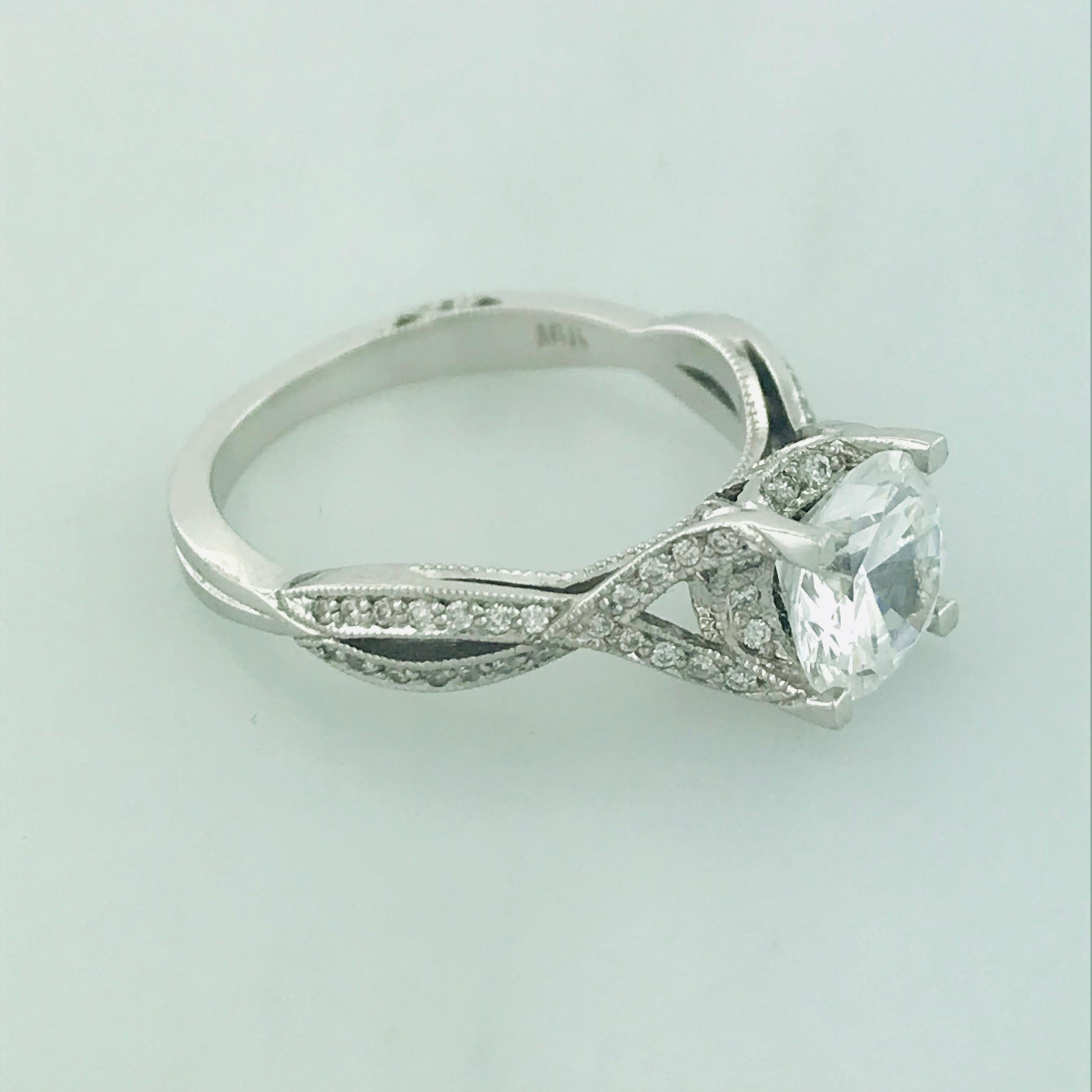 2.00 Tacori Engagement Ring in 18K White Gold w Round Brilliant Cut Diamond For Sale 3