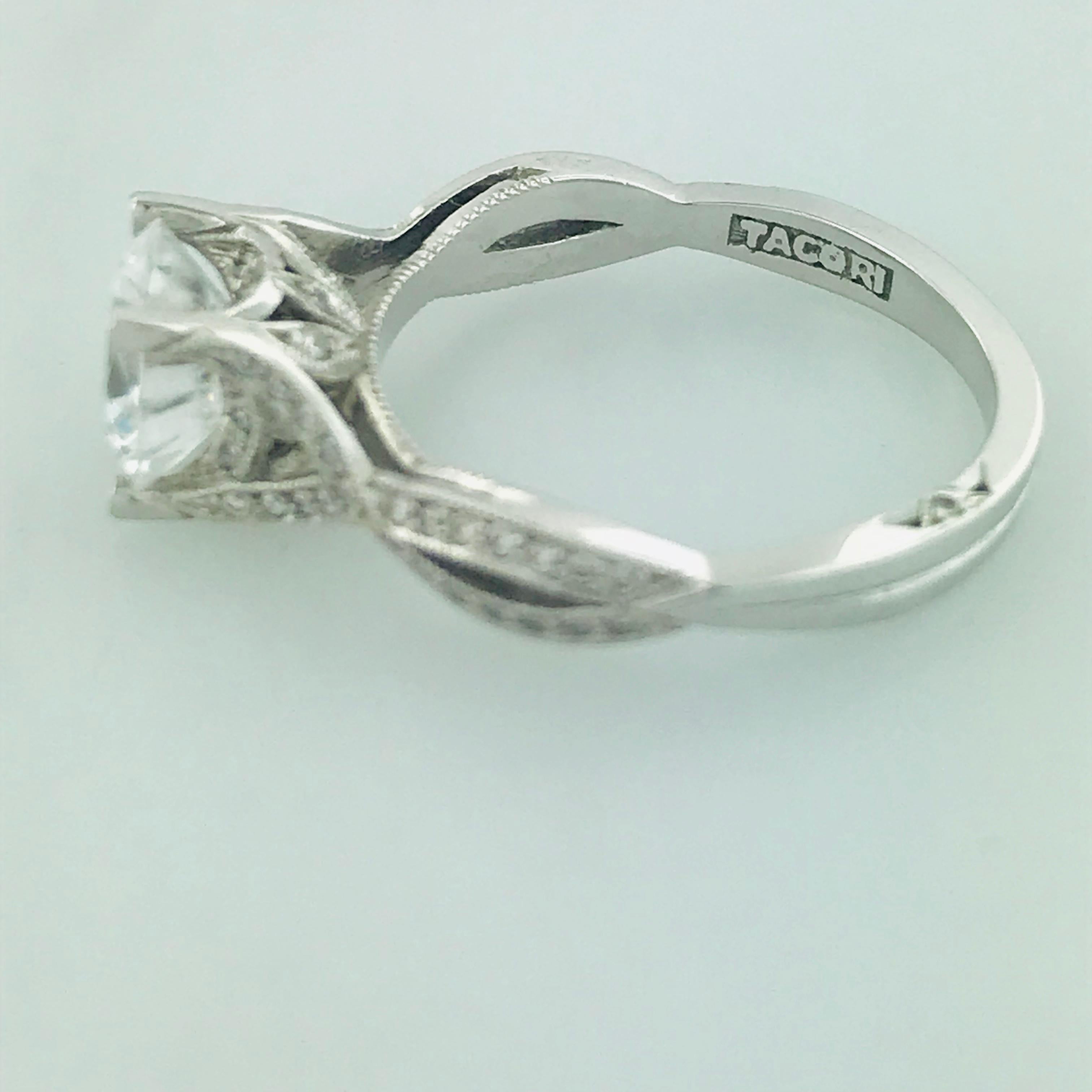 Women's 2.00 Tacori Engagement Ring in 18K White Gold w Round Brilliant Cut Diamond For Sale