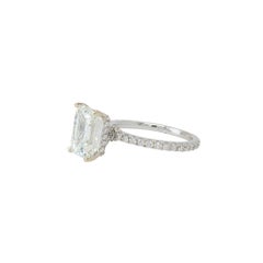 18k White Gold 4.02ct Emerald Cut Natural Diamond Ring