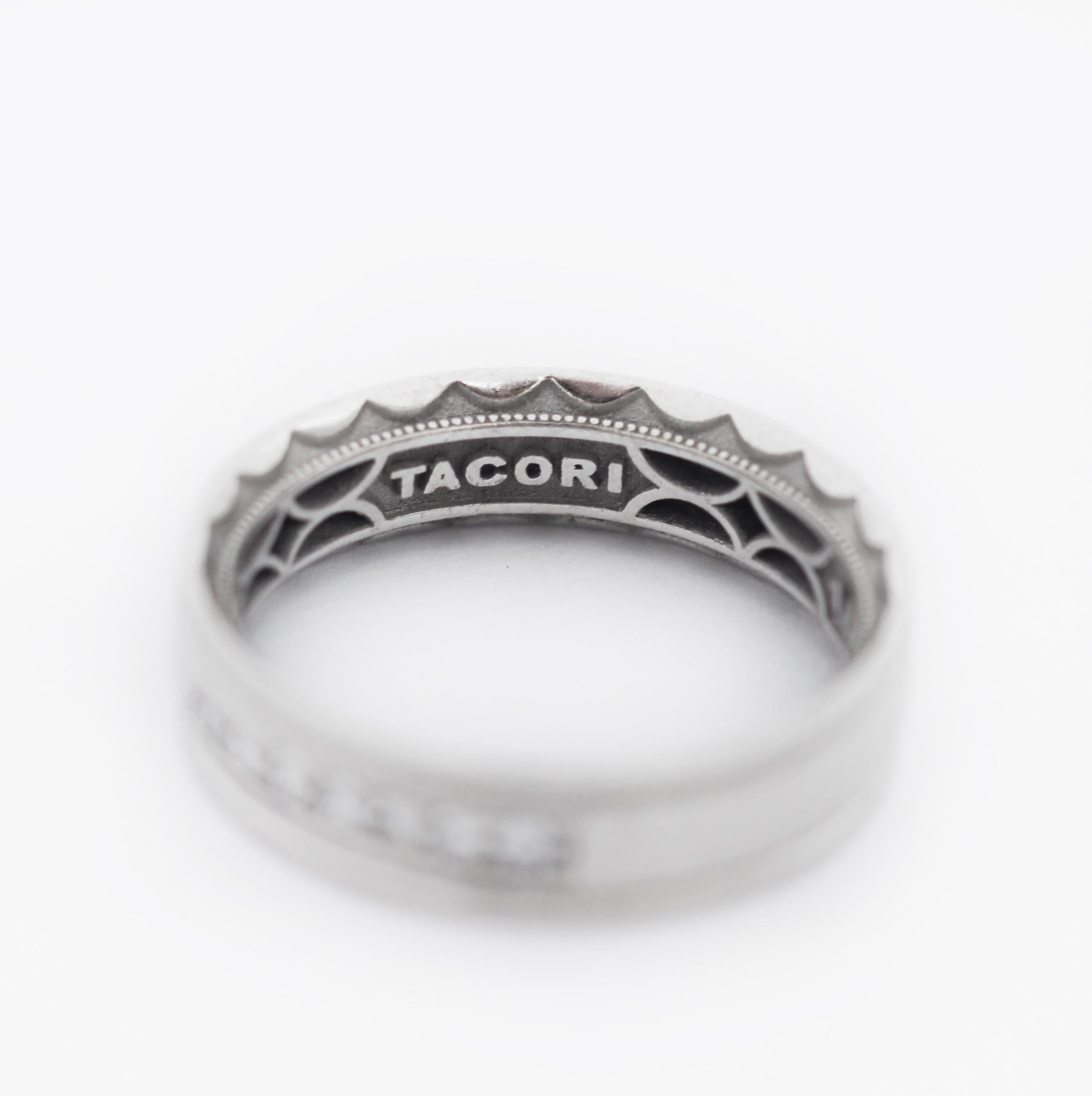 Tacori 18K White Gold Diamond Wedding Band Ring For Sale 3