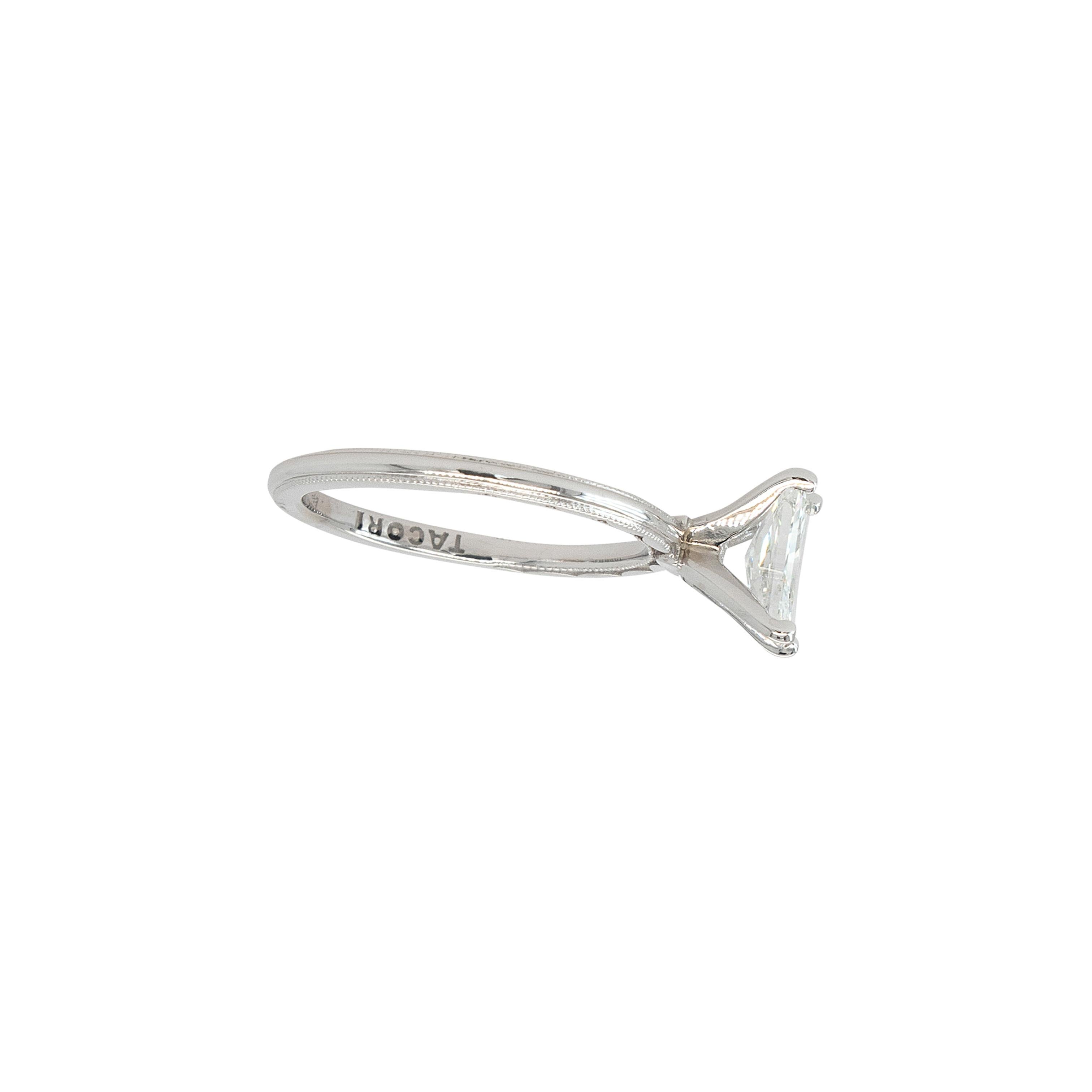 De las mujeres Tacori Oro Blanco 18k Diamante Natural Corte Radiante Certificado GIA 1.01ct en venta