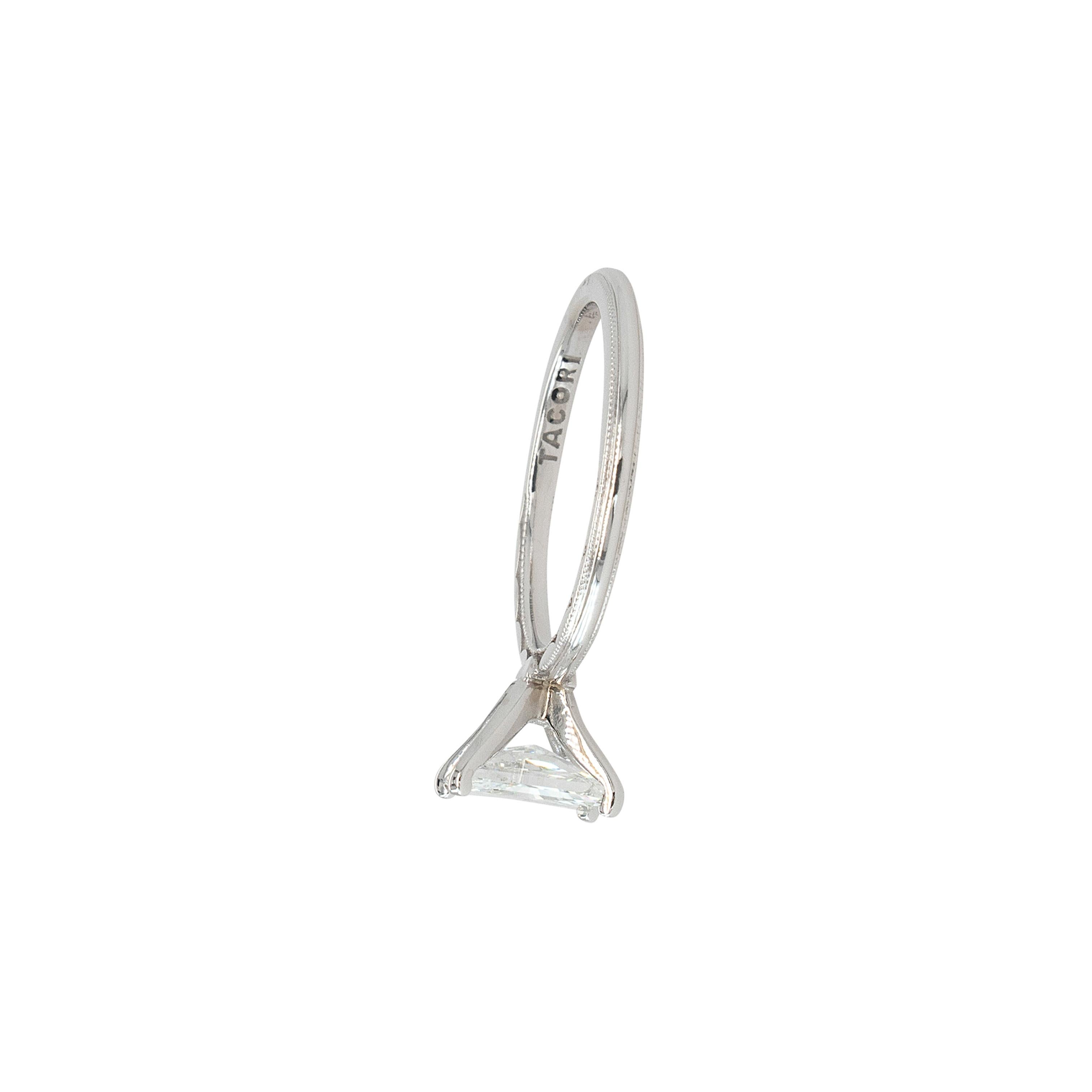 Tacori Oro Blanco 18k Diamante Natural Corte Radiante Certificado GIA 1.01ct en venta 10