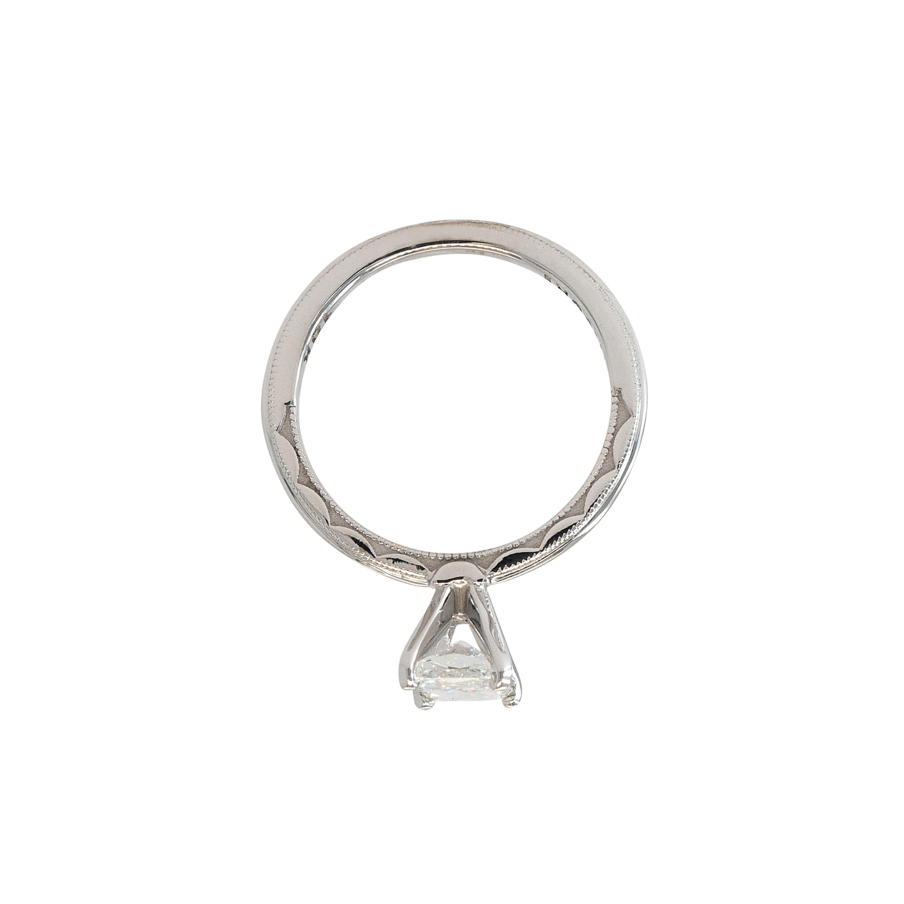 Tacori Oro Blanco 18k Diamante Natural Corte Radiante Certificado GIA 1.01ct en venta 5