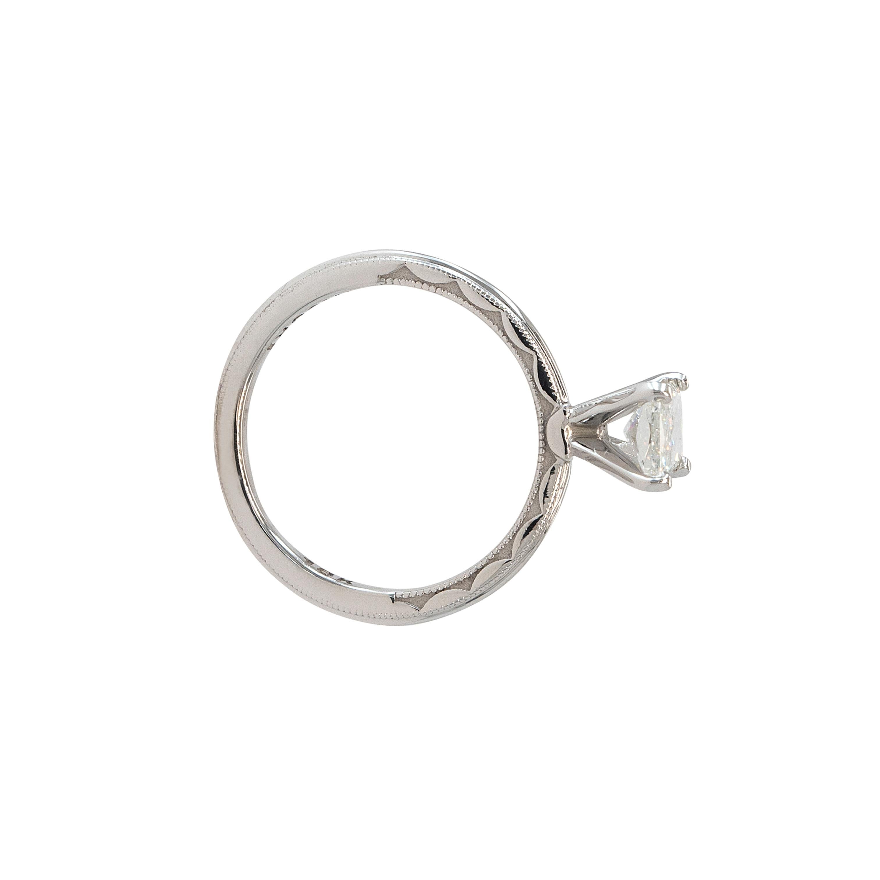 Tacori Oro Blanco 18k Diamante Natural Corte Radiante Certificado GIA 1.01ct en venta 6