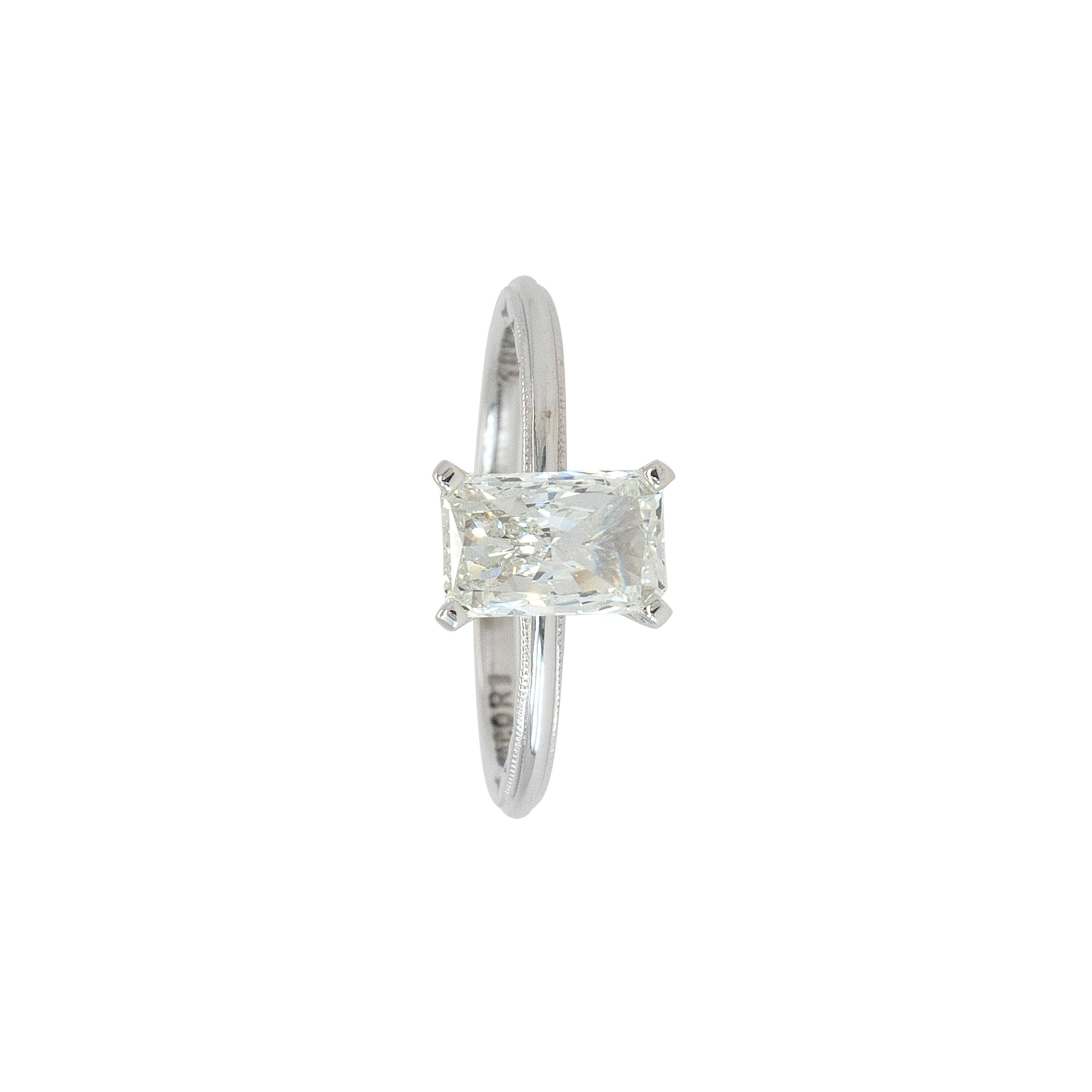 Tacori Oro Blanco 18k Diamante Natural Corte Radiante Certificado GIA 1.01ct en venta 11