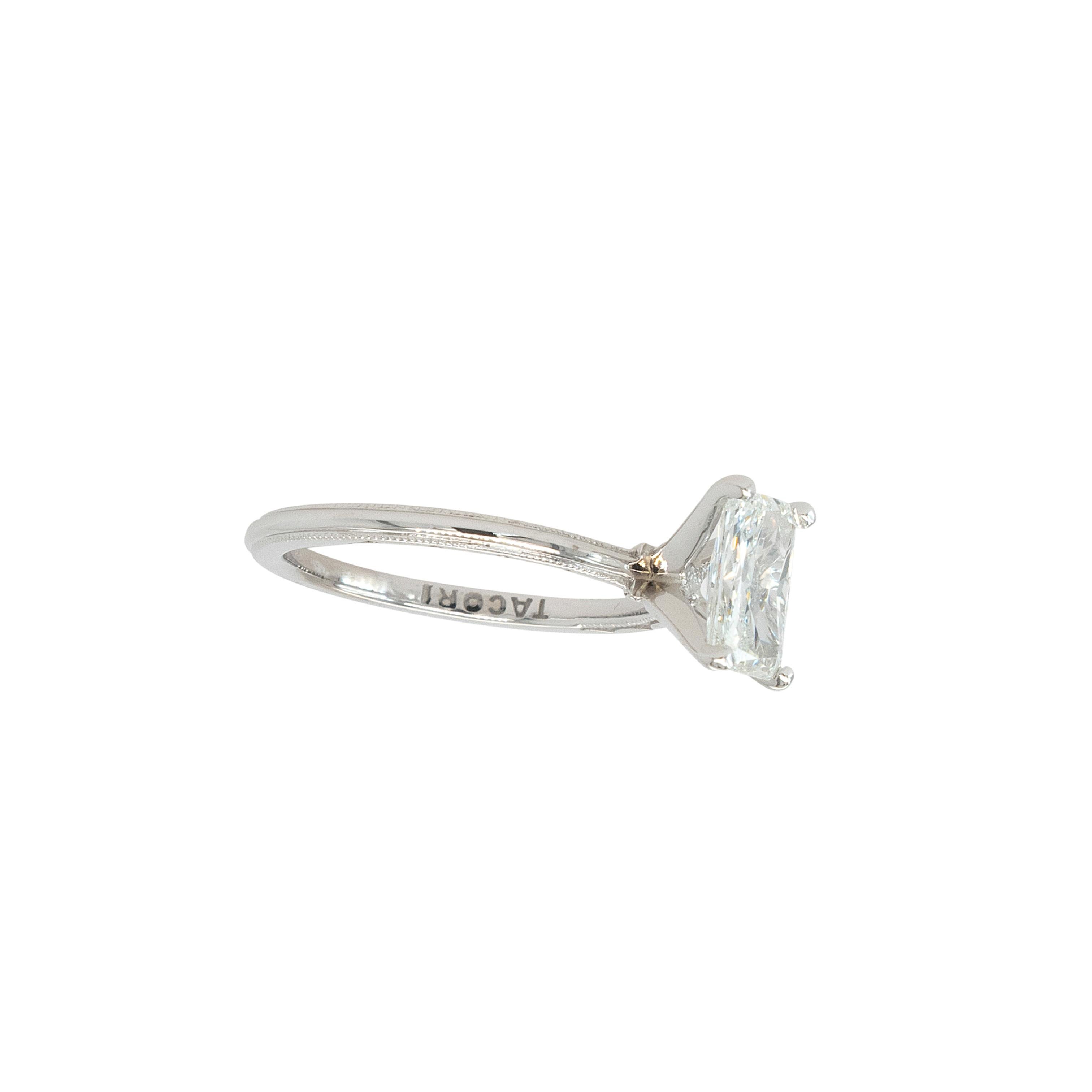 Tacori Oro Blanco 18k Diamante Natural Corte Radiante Certificado GIA 1.01ct en venta 1