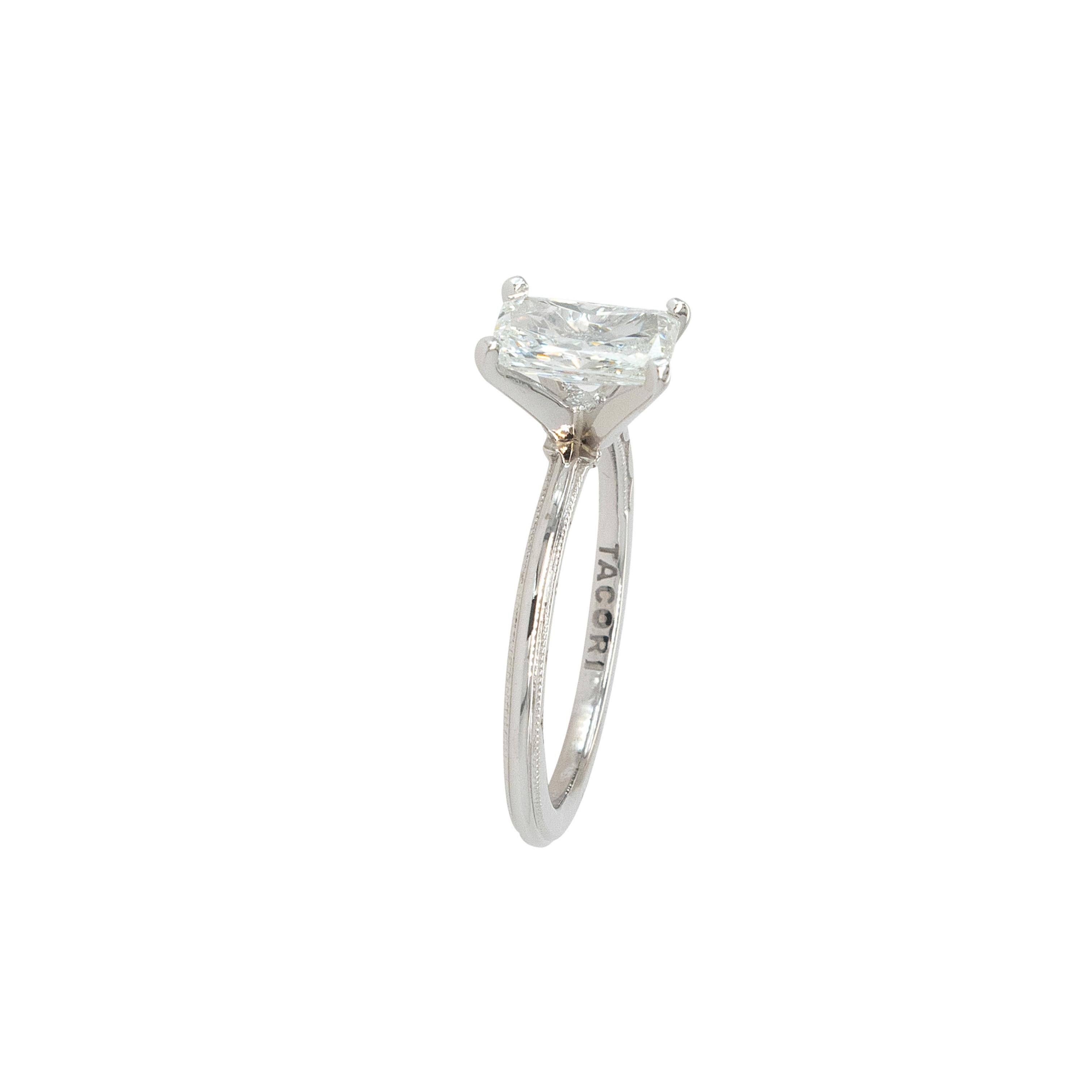 Tacori Oro Blanco 18k Diamante Natural Corte Radiante Certificado GIA 1.01ct en venta 7