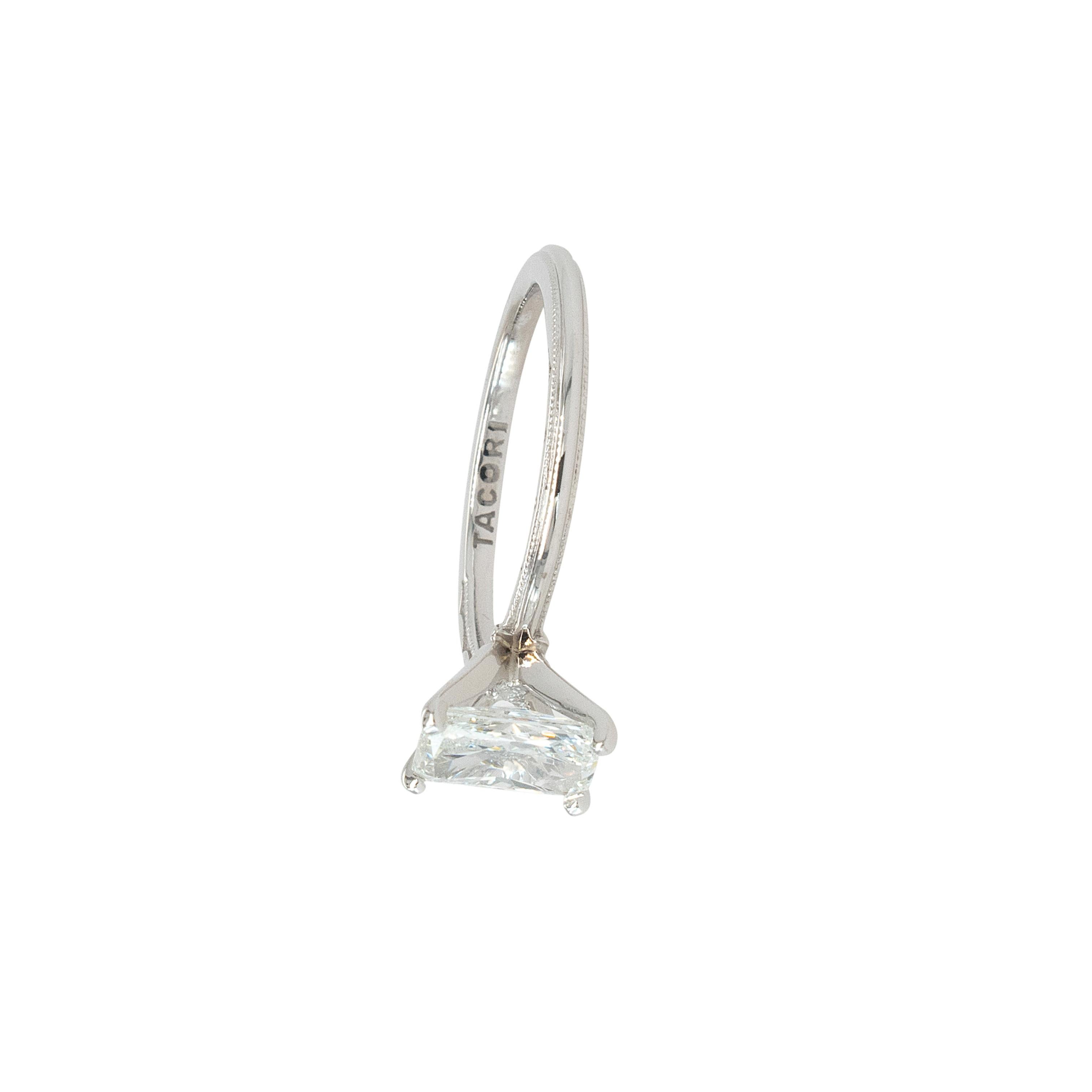 Tacori Oro Blanco 18k Diamante Natural Corte Radiante Certificado GIA 1.01ct en venta 8