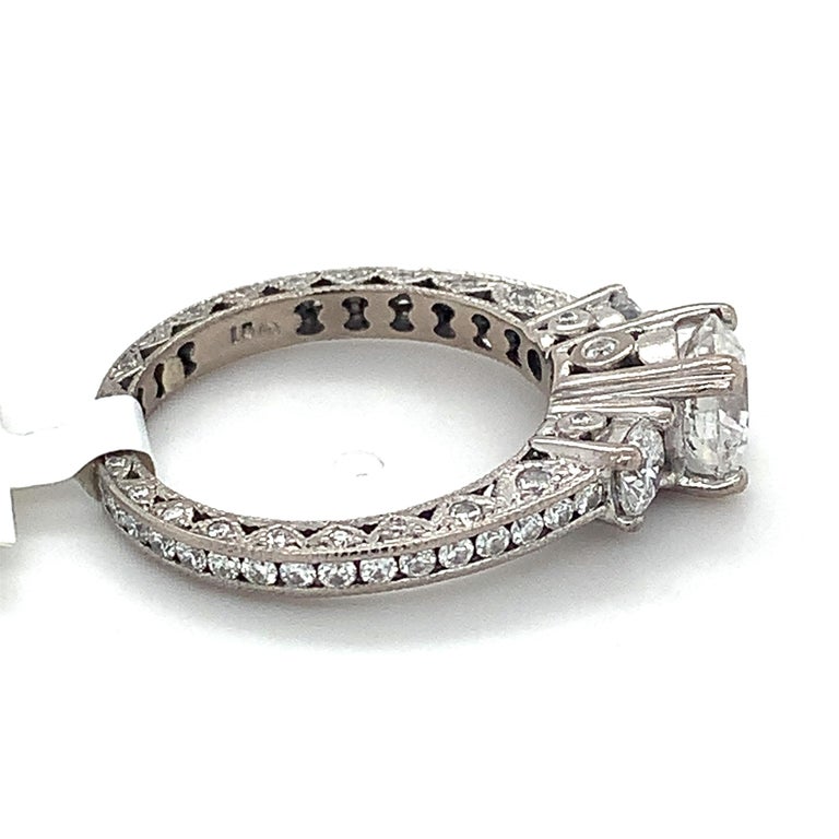 14K White Gold 1 1/2 Cttw Treated Blue and White Diamond 3-Stone 18