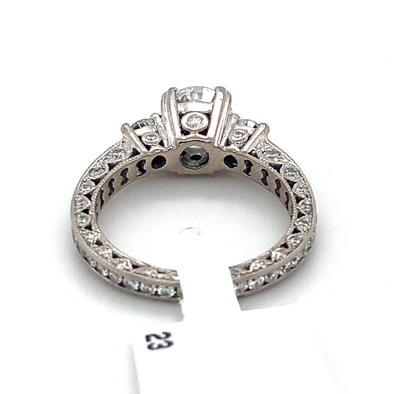 14K White Gold 1 1/2 Cttw Treated Blue and White Diamond 3-Stone 18