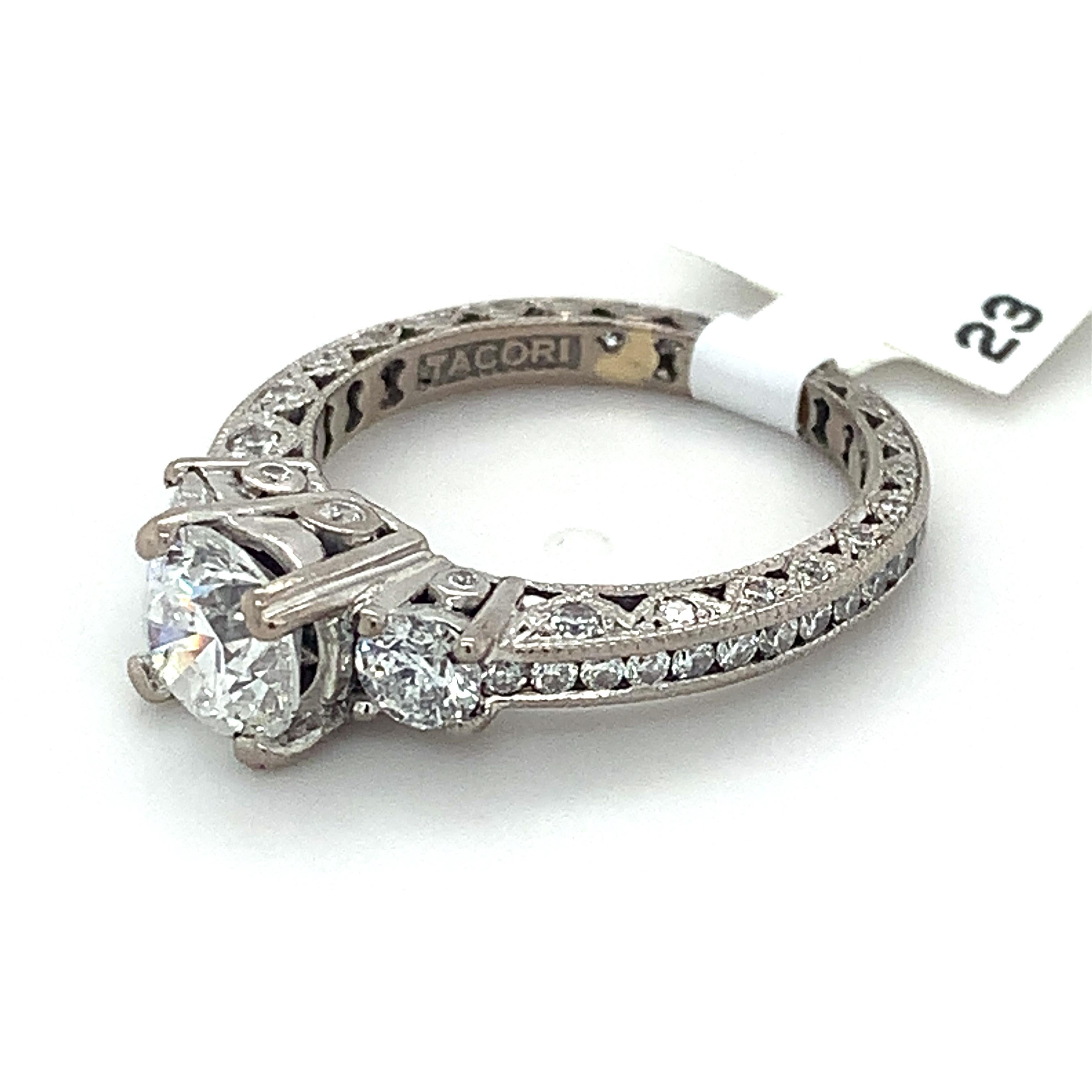 Women's or Men's Tacori 18k White Gold Round White Diamond 3 Stone Eternity Band 2CTTW Ring