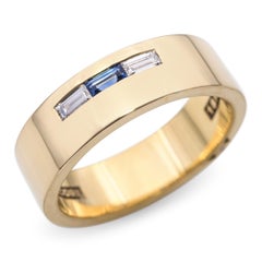 Tacori 18k Gelbgold Saphir Diamant Männer Hochzeit Band
