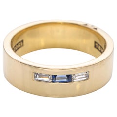 Tacori 18k Yellow Gold Sapphire Diamond Men
s Wedding Band