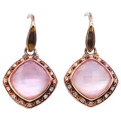 Tacori 18k925 Blushing Rose Amethyst & Mother of Pearl Diamond Earrings 18K Gold