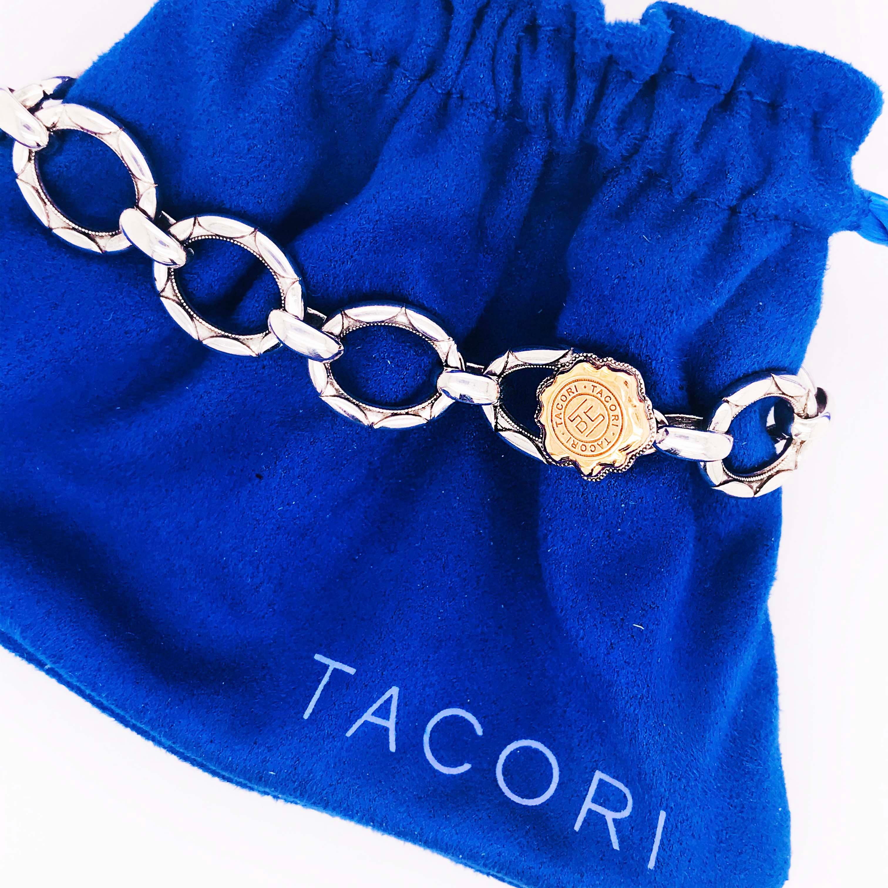 Tacori 18k 925 Sterling Silver and 18 Karat Gold Link Bracelet Tacori Original 4