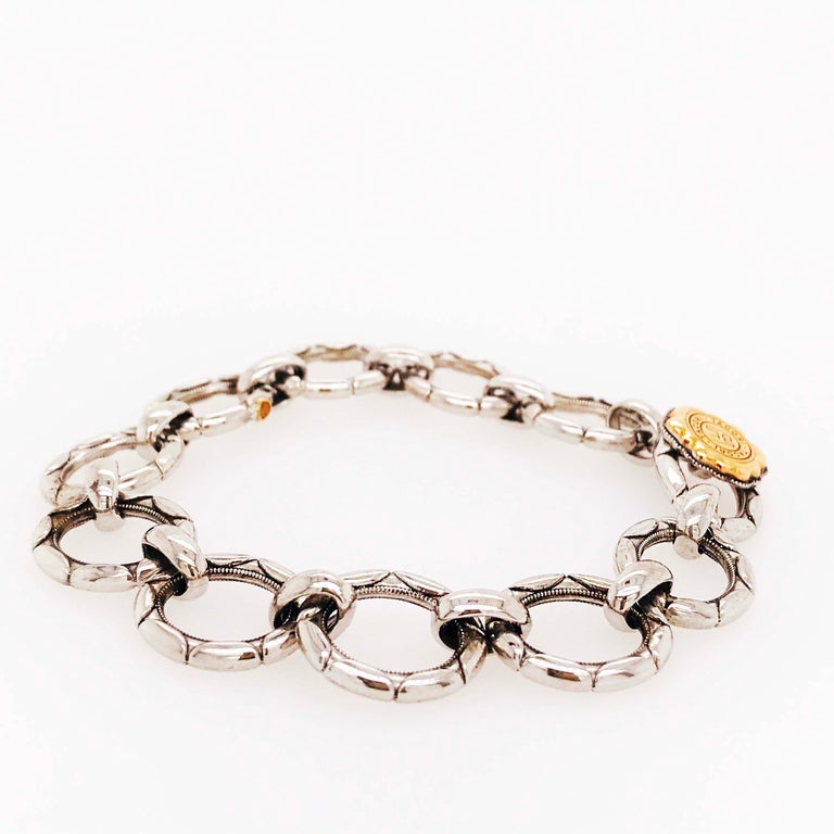 Tacori 18k 925 Sterling Silver and 18 Karat Gold Link Bracelet Tacori ...