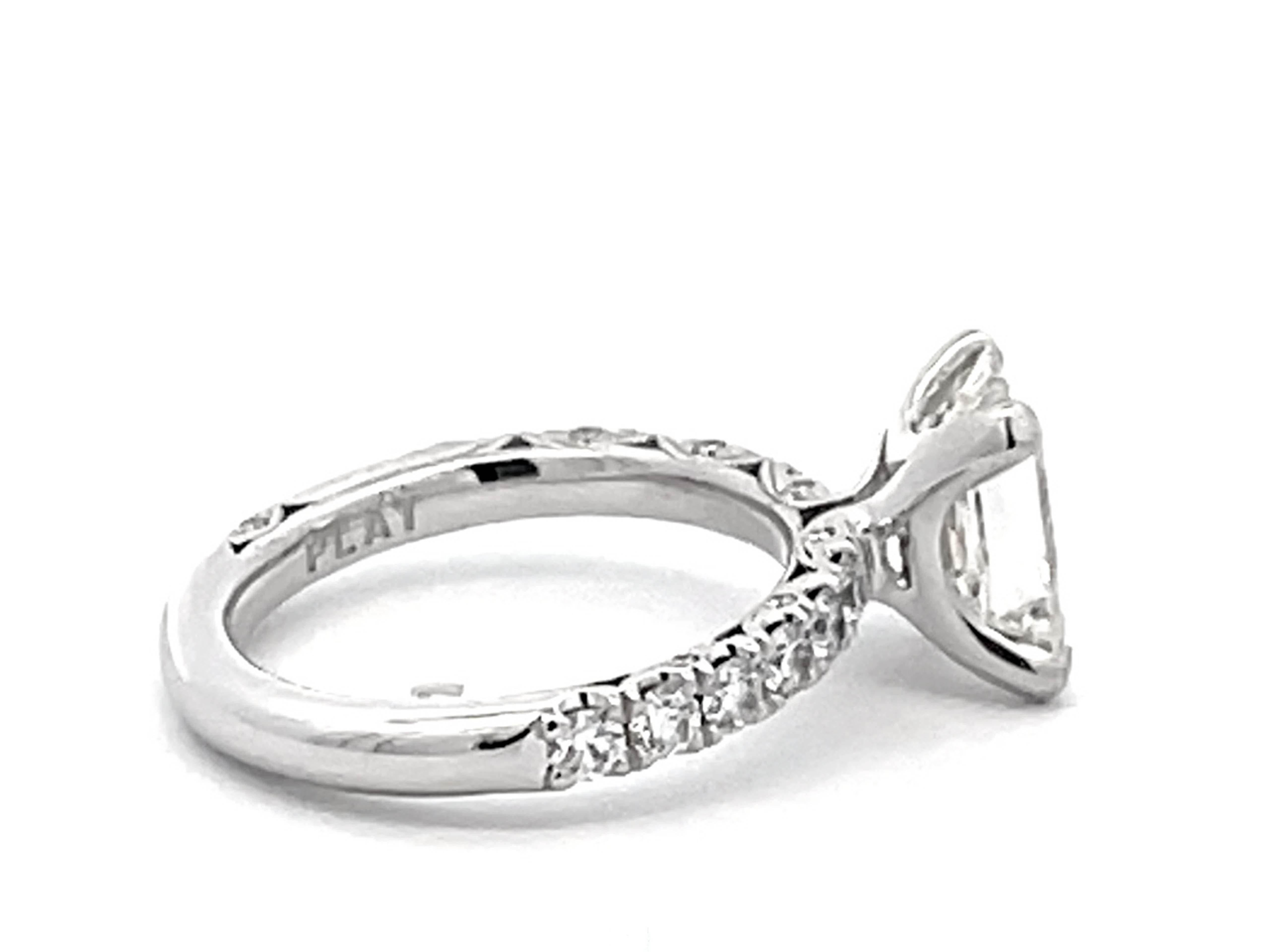 Women's Tacori 2 Carat Emerald Cut Diamond Engagement Ring Platinum For Sale