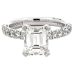 Used Tacori 2 Carat Emerald Cut Diamond Engagement Ring Platinum