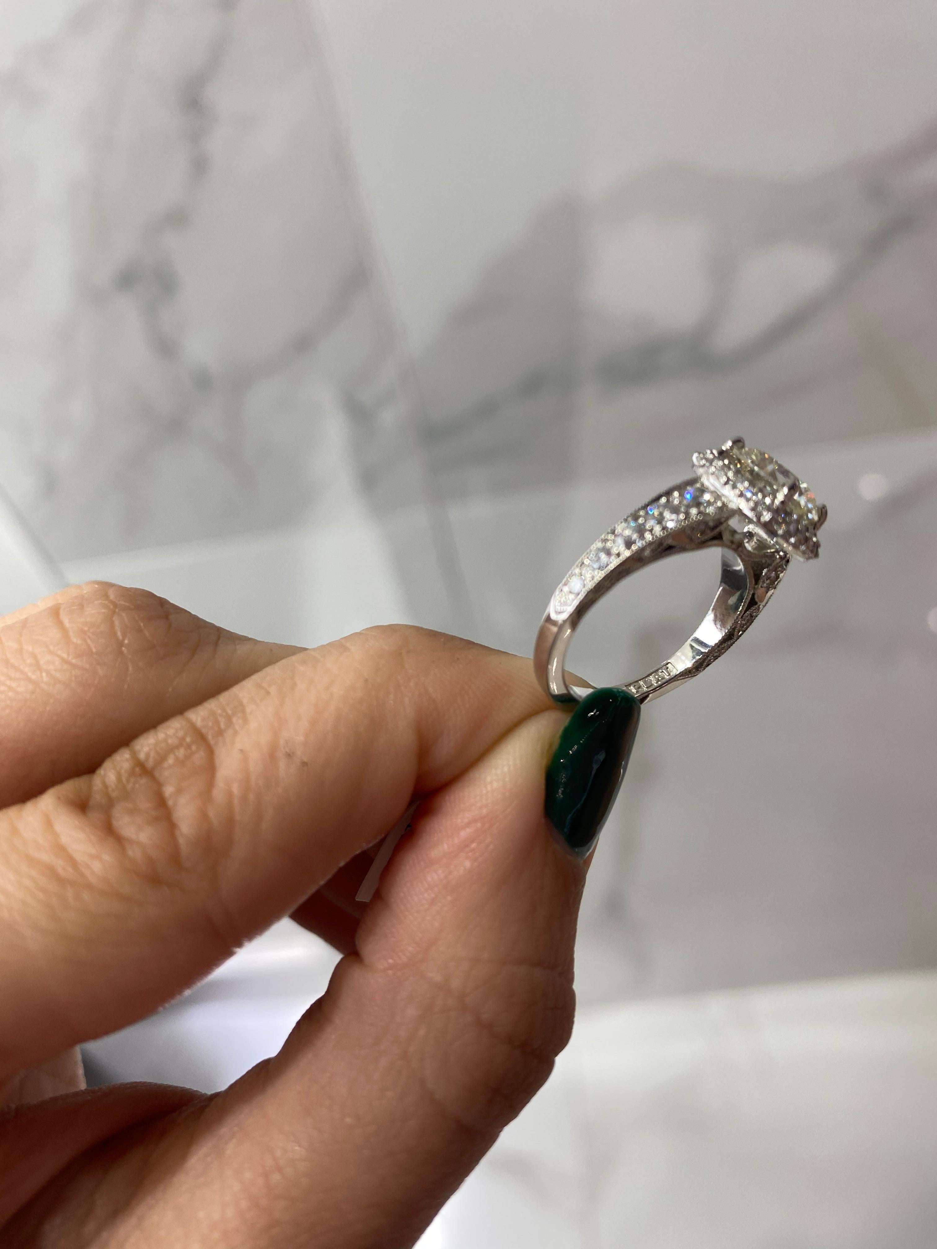 Tacori 2.01ct Round K SI2 Diamond Plat Engagement Ring, 0.99ctw Diamond Accents 1