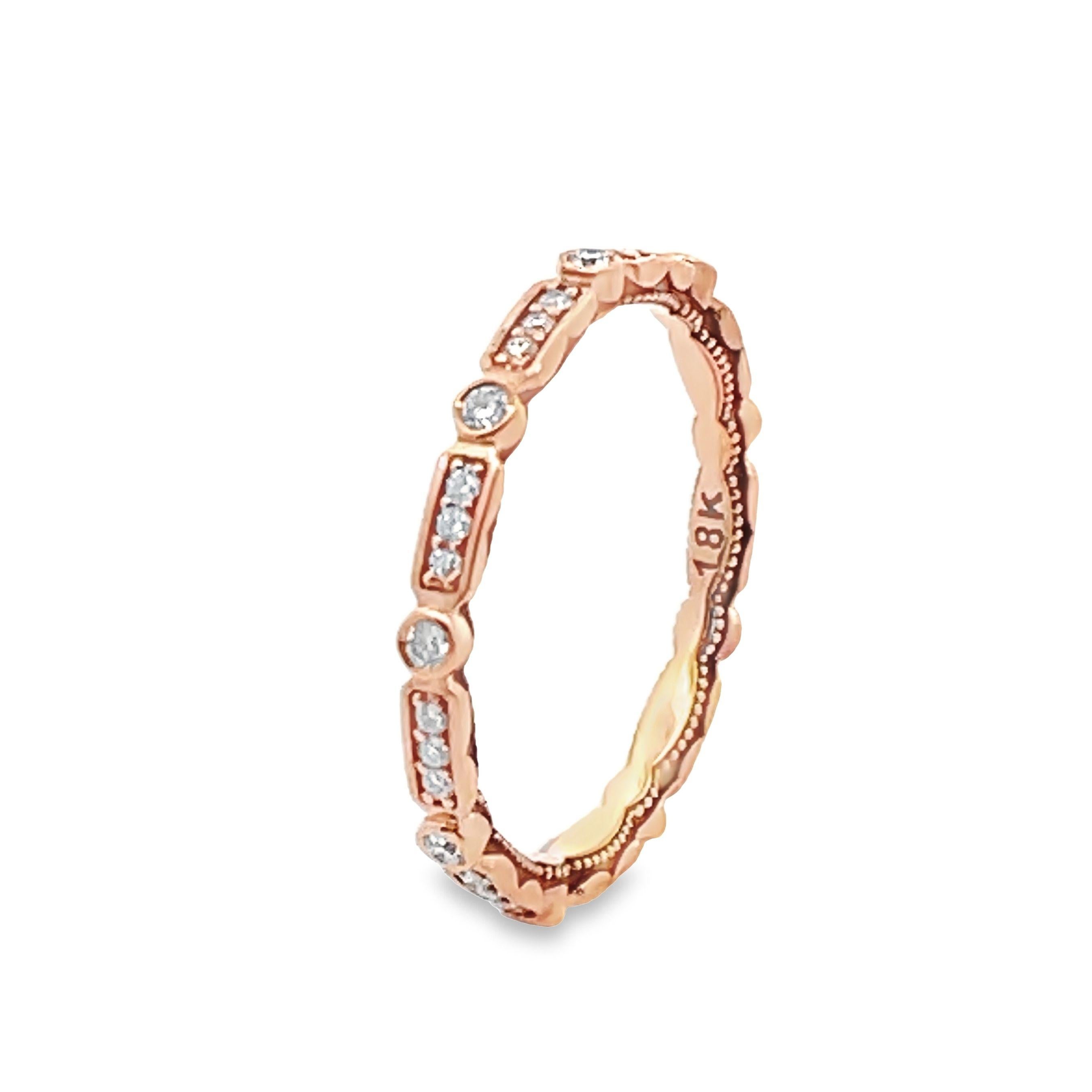 Contemporary Tacori 202-2ETPK Sculpted Crescent 18K Pink Gold Eternity Ring For Sale
