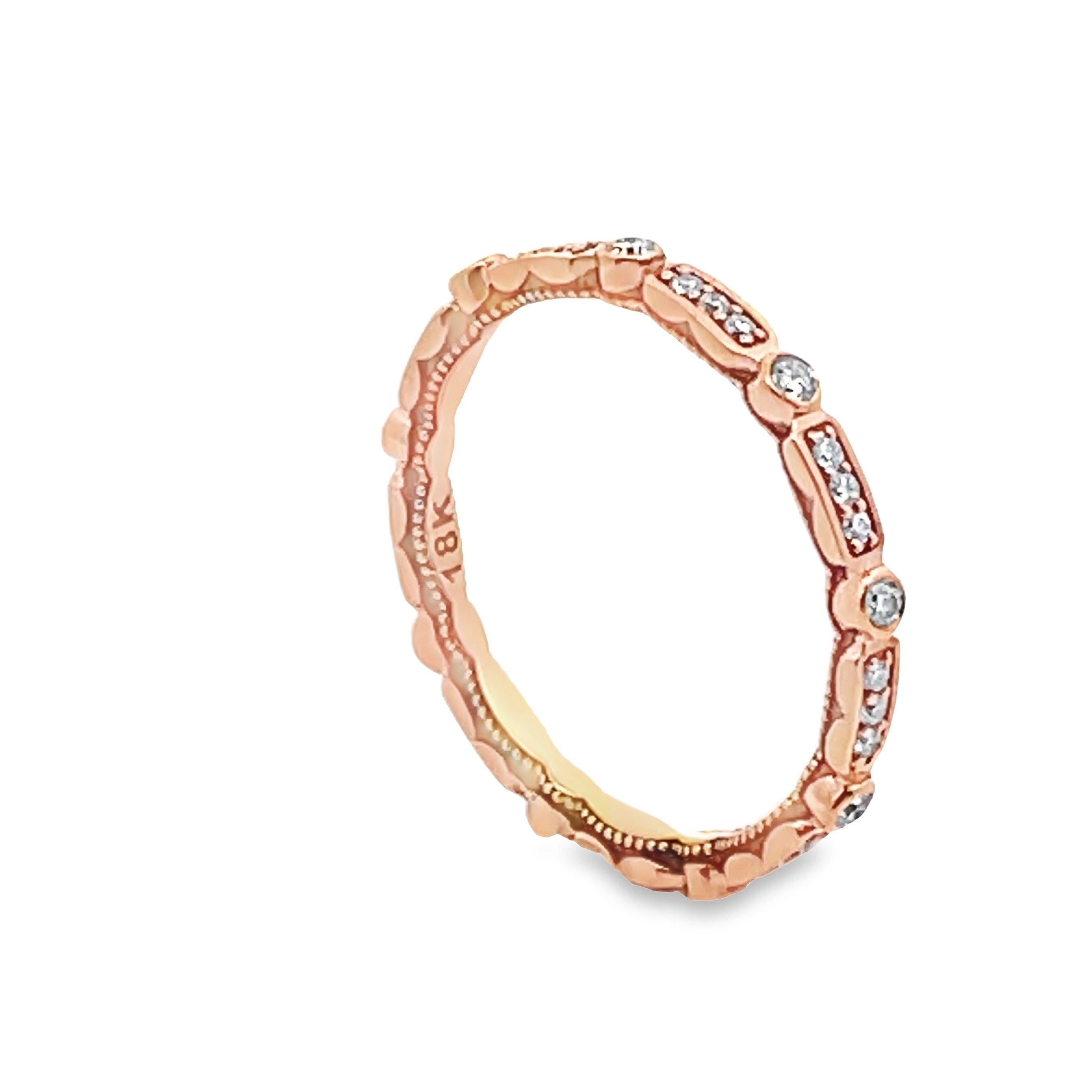 Round Cut Tacori 202-2ETPK Sculpted Crescent 18K Pink Gold Eternity Ring For Sale