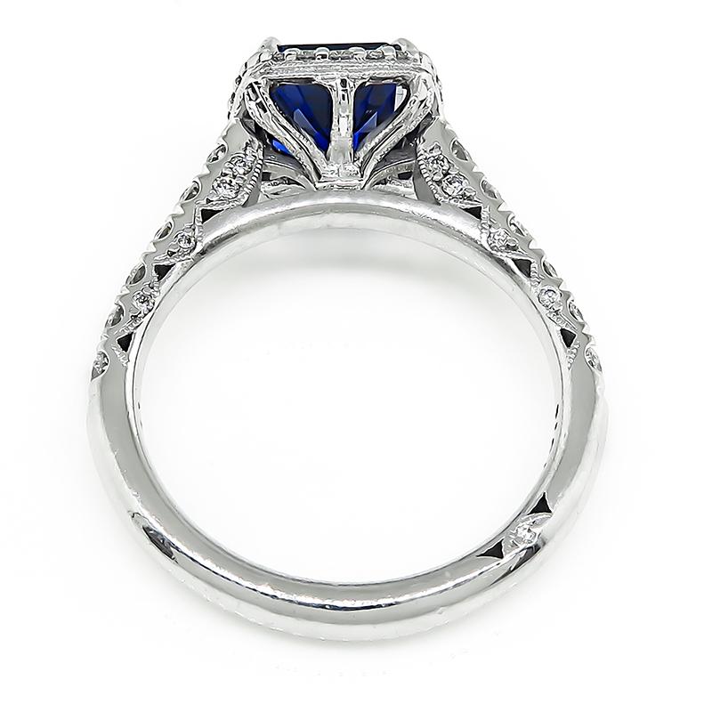 Tacori 2.02 Carat Ceylon Sapphire 0.60 Carat Diamond Engagement Ring In Good Condition In New York, NY