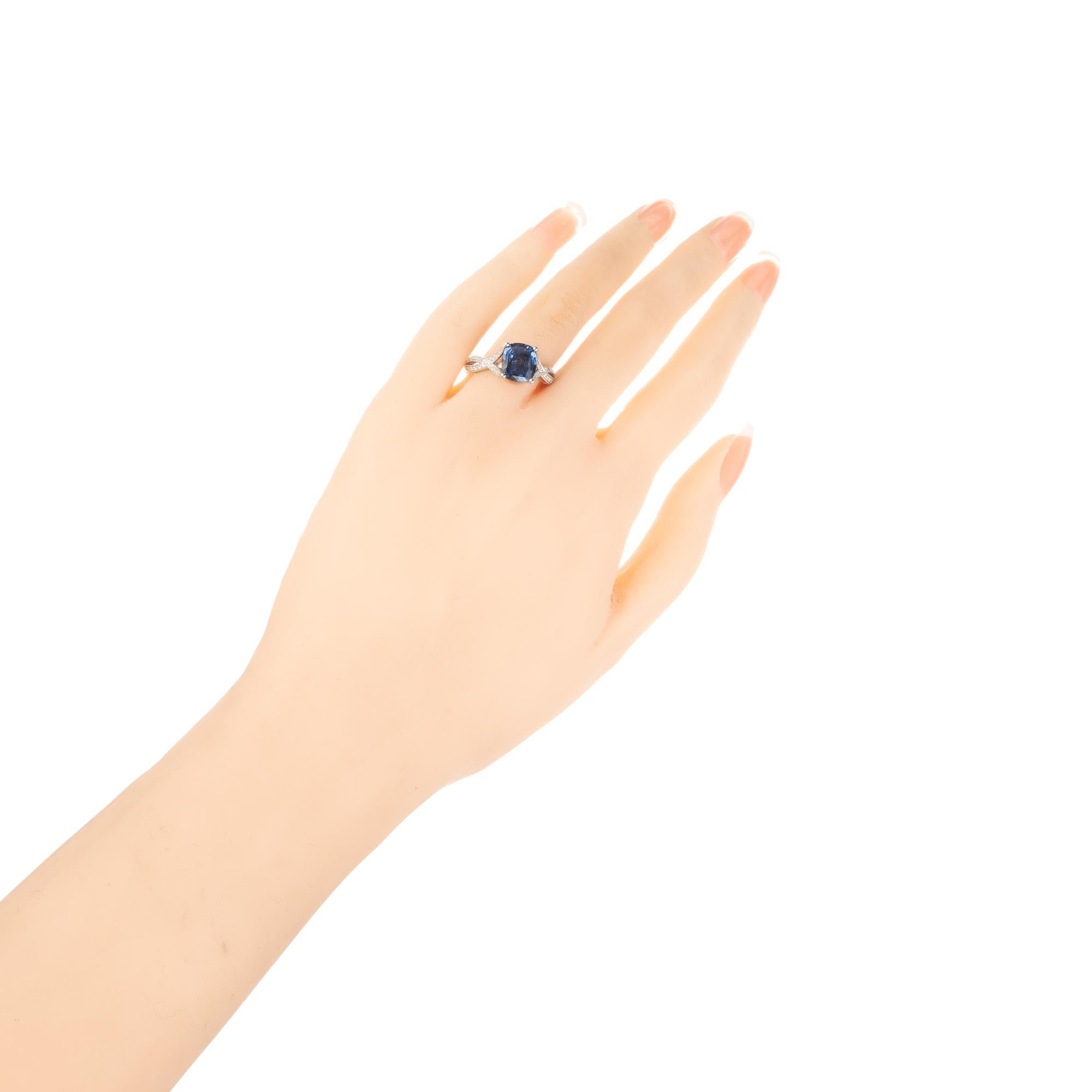 Cushion Cut Tacori GIA Certified 2.07 Carat  Sapphire Diamond Platinum Engagement Ring For Sale