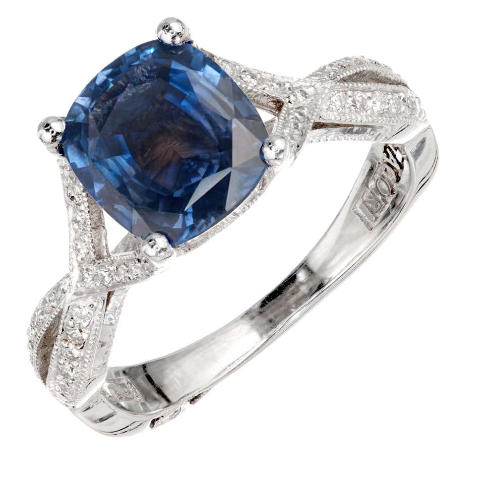 2.07 Carat Padparadscha Pink Sapphire Diamond Platinum Engagement Ring ...