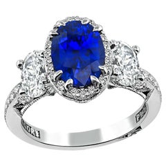 Anello di fidanzamento Tacori con diamante e zaffiro di Ceylon da 2,14 carati