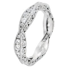 Tacori 2578 18K Weißgold „Ribbon“ Eternity-Ring, Diamanten 0,87 Karat, Größe 6