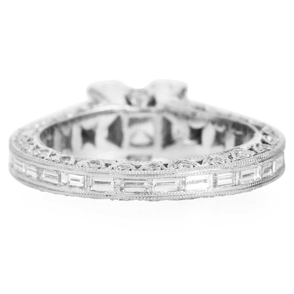 Tacori 2.61cts  Diamond 3 Stone Platinum Engagement Ring For Sale 1
