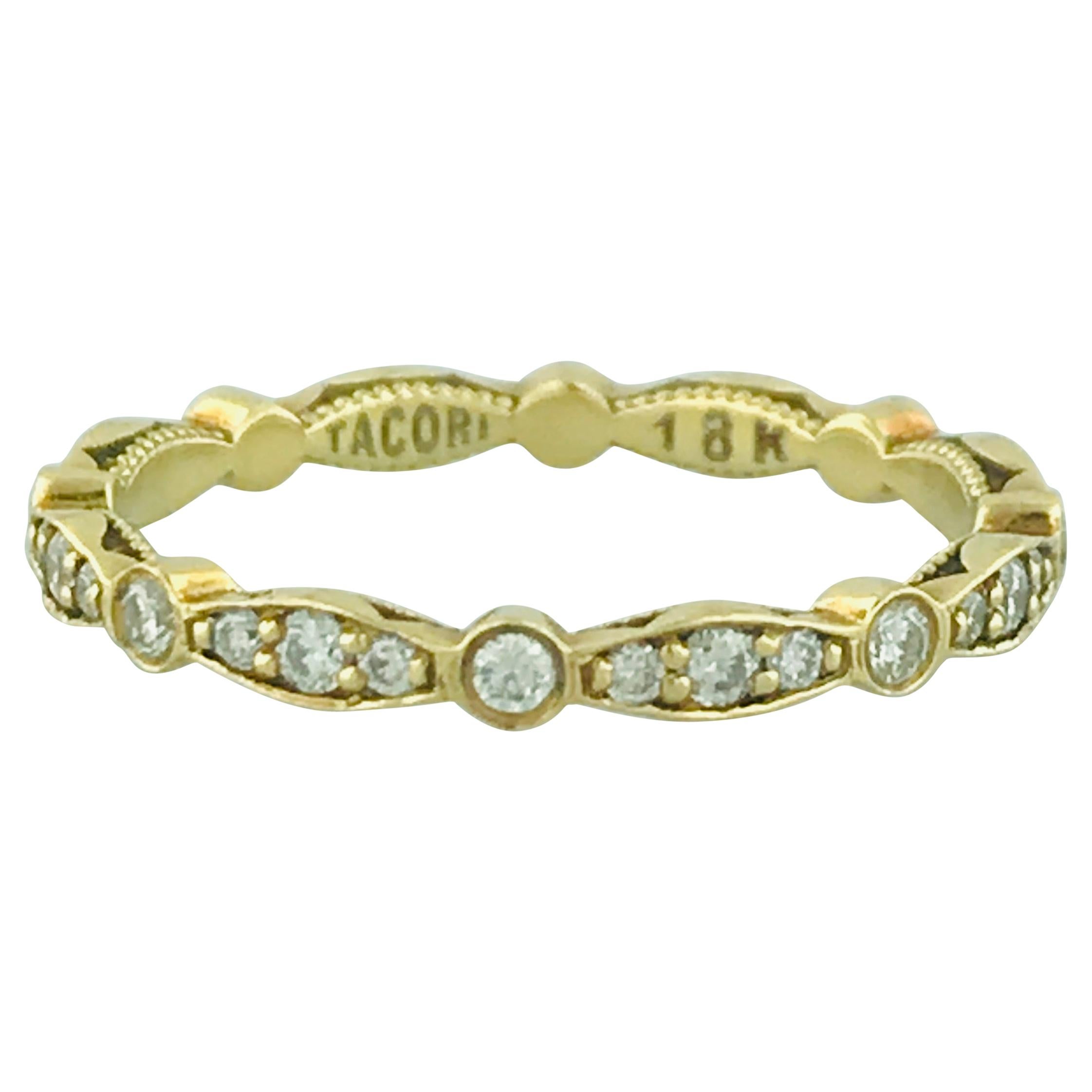 18K Tacori Diamond Eternity Band .50 Carat Diamond Eternity 18KY Size 6.5