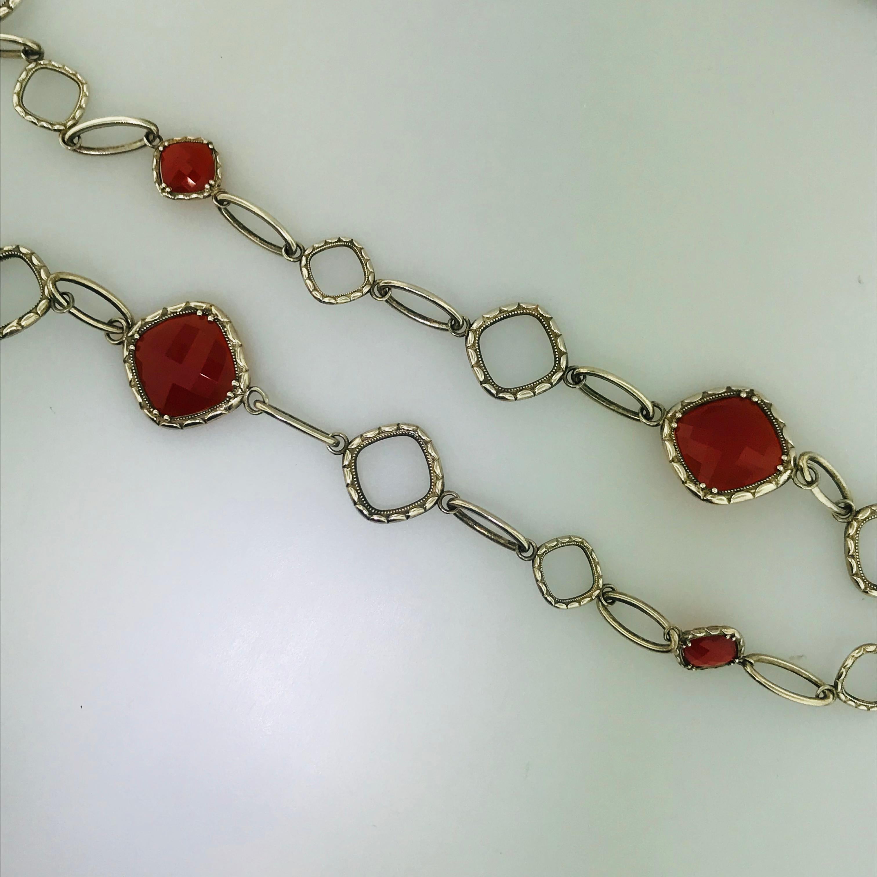 Tacori's original design, the fun bright red onyx and clear quartz station necklace! This necklace has been retired so it is truly rare and valuable! The value of the necklace has increased since you cannot get it from Tacori anymore!
The Tacori gem